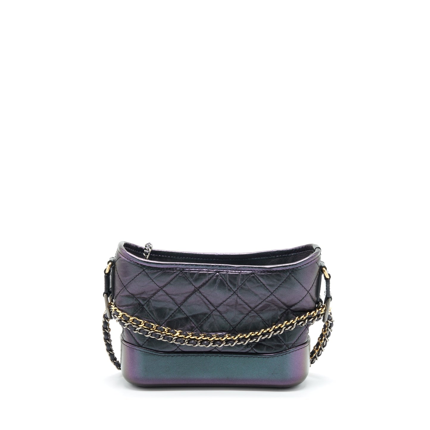 Chanel Gabrielle Hobo Lambskin Iridescent Purple Hardware Gold Silver Small Shoulder Bag