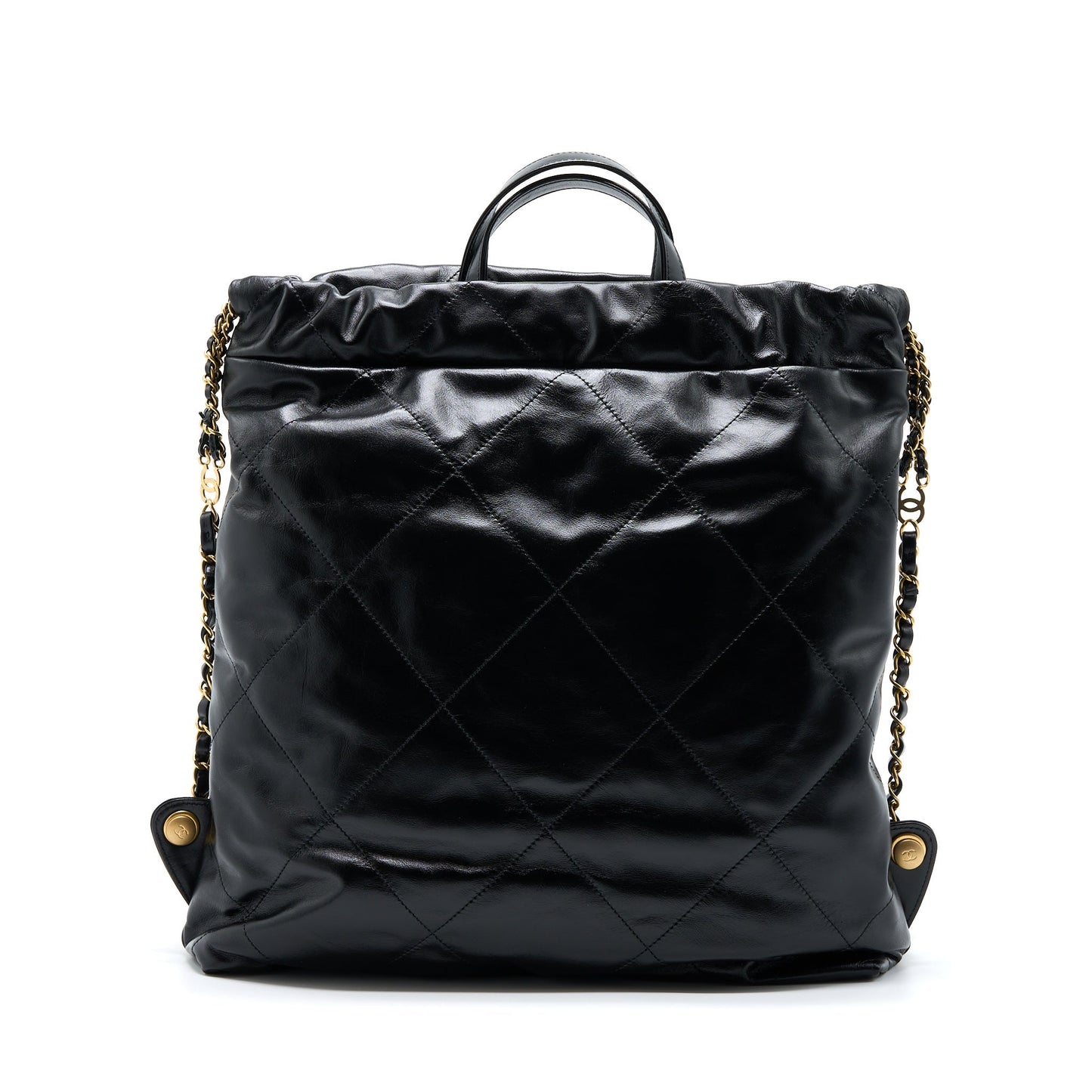 Chanel 22 Backpack Shiny Calfskin Brushed GHW Black