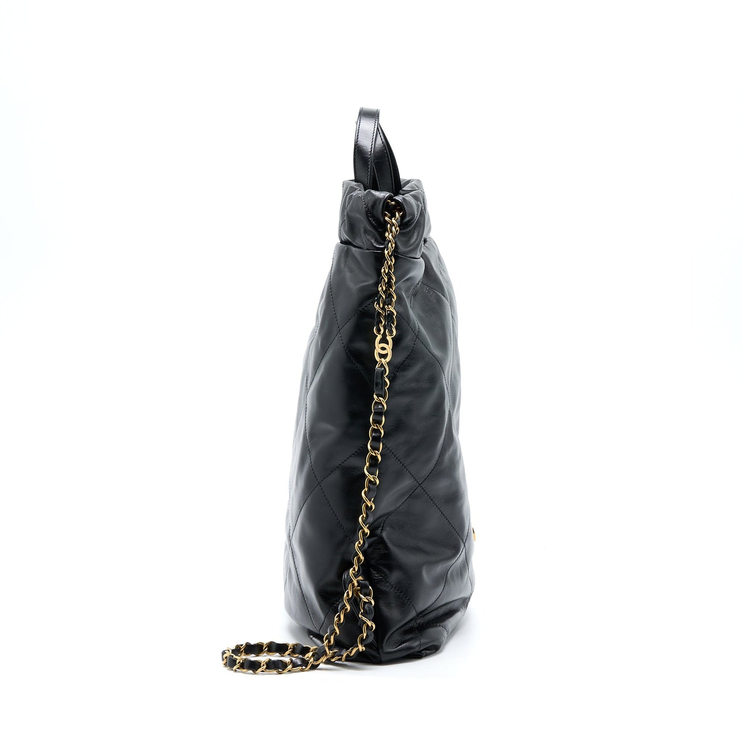 Chanel 22 Backpack Shiny Calfskin Brushed GHW Black