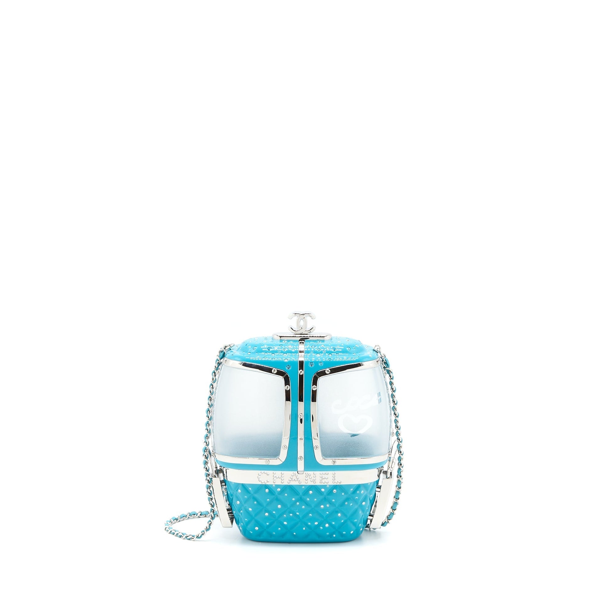 Chanel 19K Ski Gondola Evening Light SHW Blue Handbag