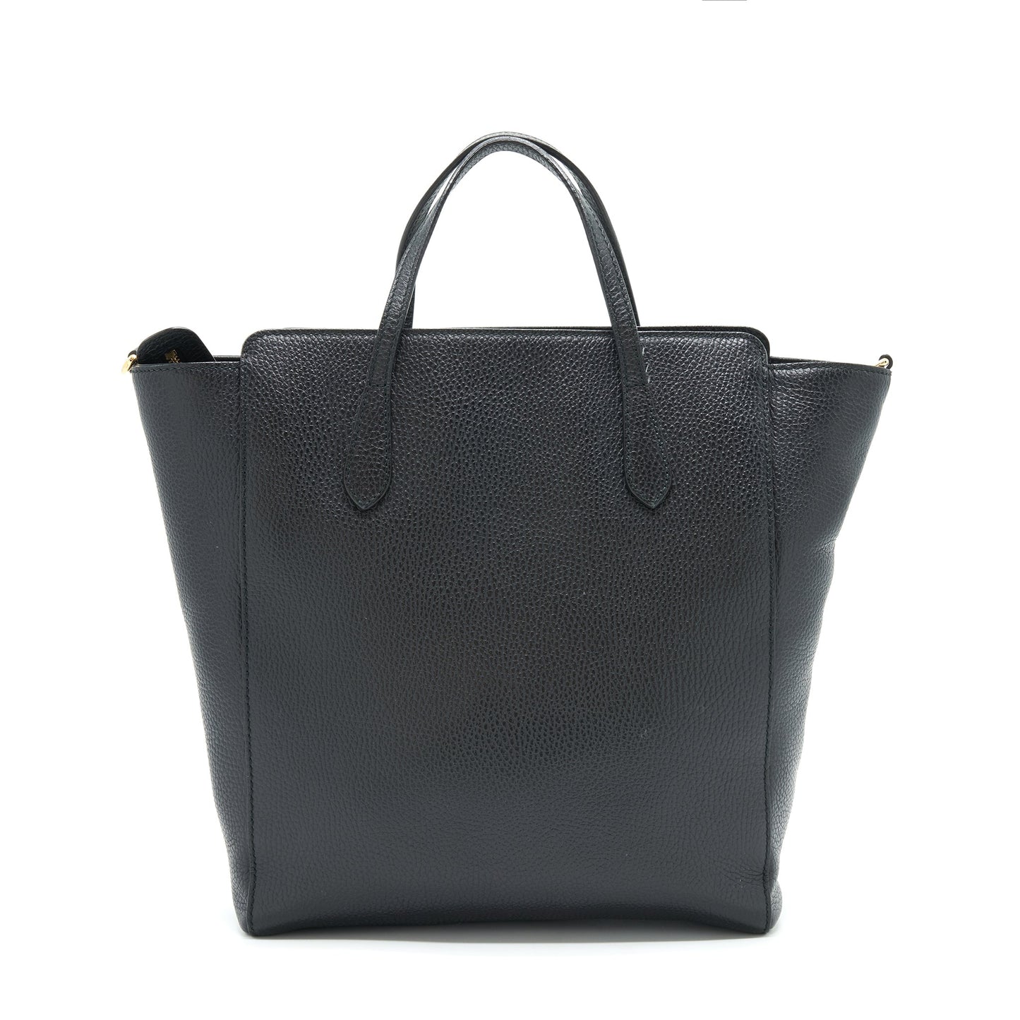Gucci Grained Calfskin Tote Bag With Long Strap Black