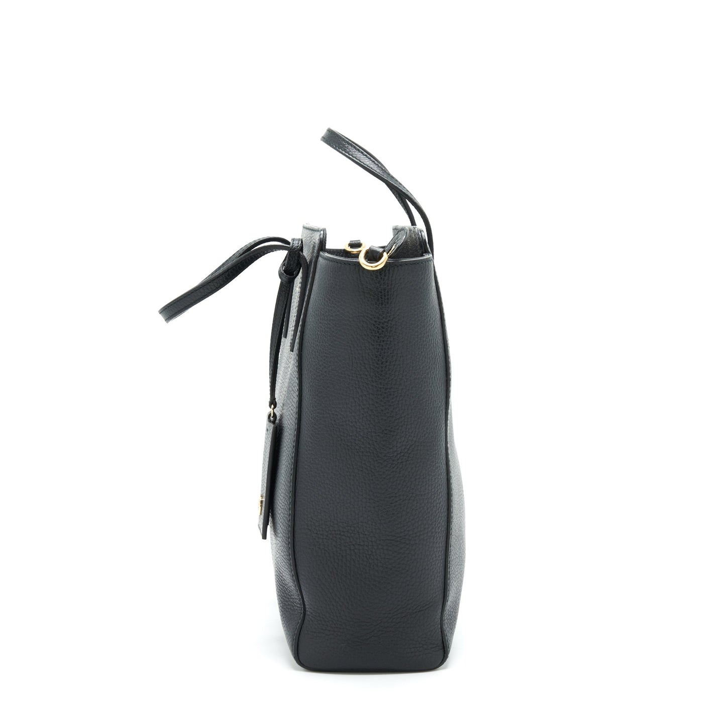 Gucci Grained Calfskin Tote Bag With Long Strap Black