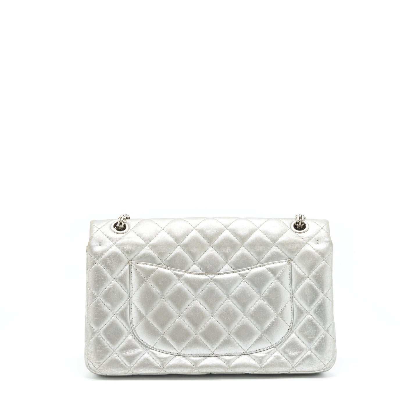 Chanel Reissue 2.55 226 Double Flap Lambskin Silver Shoulder Bag