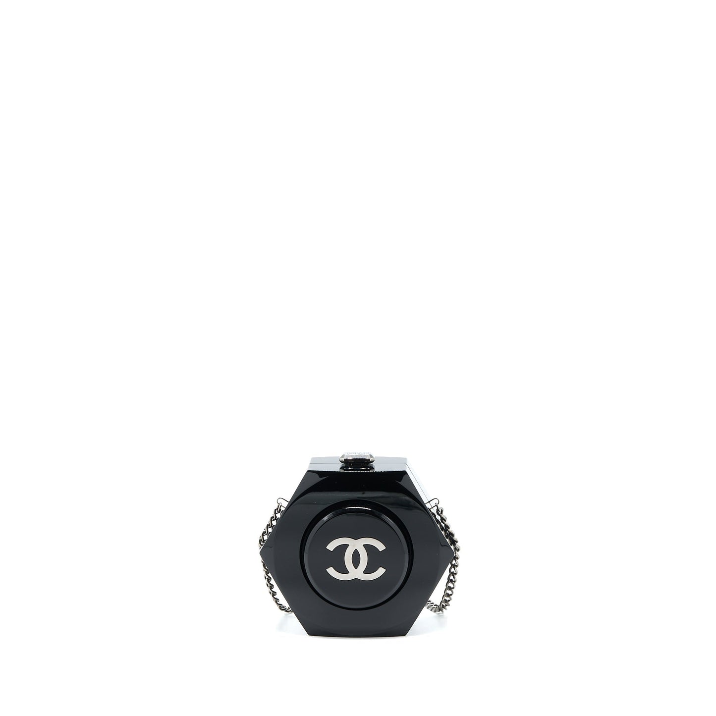 Chanel 18a CC Logo Evening SHW Black Clutch Bag