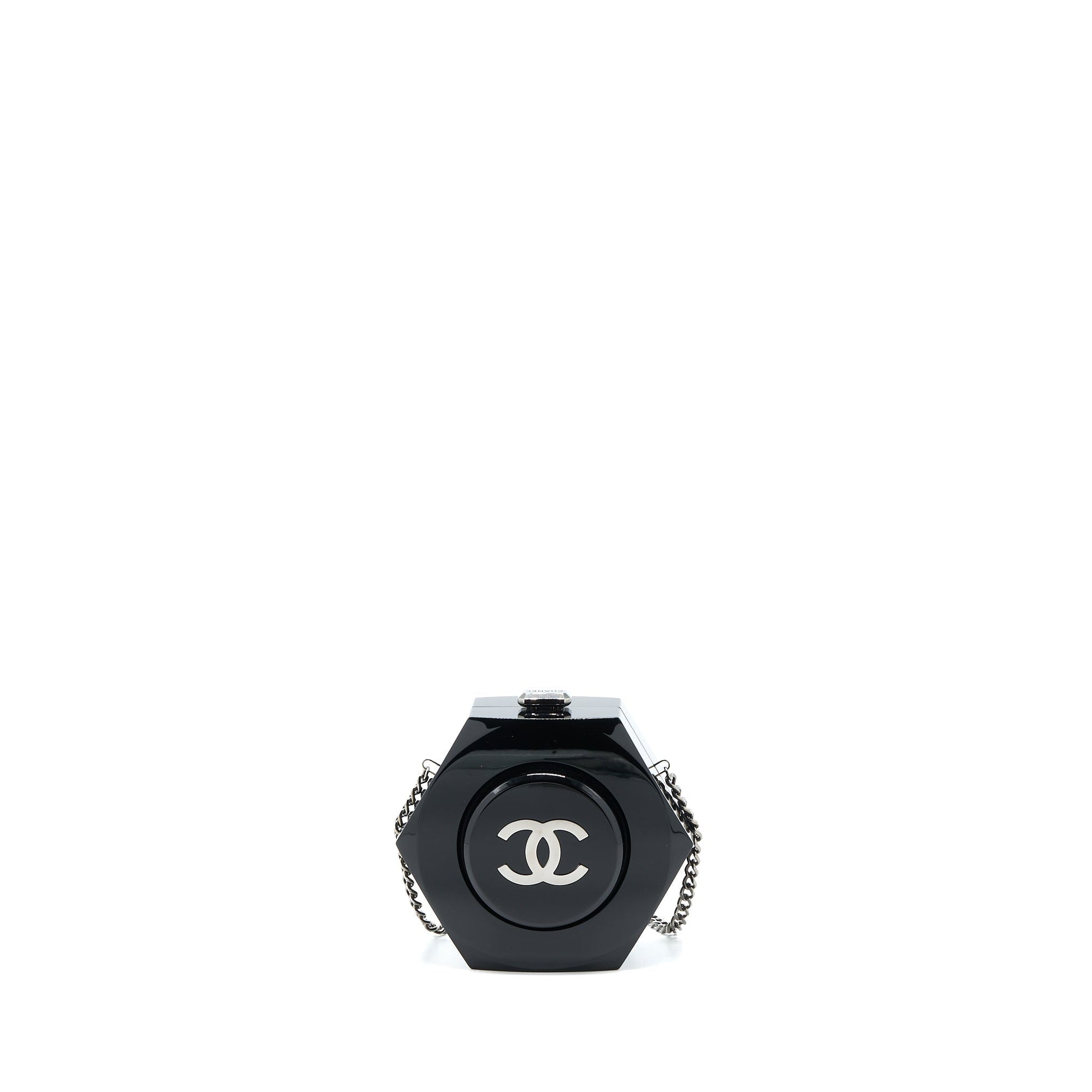 Chanel 18a CC Logo Evening SHW Black Clutch Bag