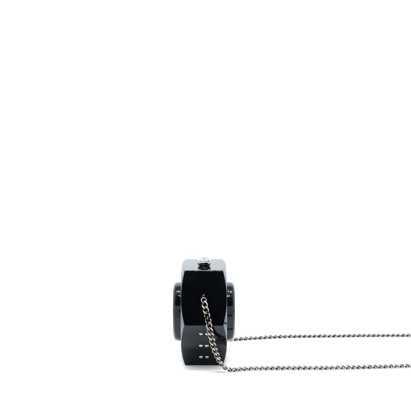 Chanel 18a CC Logo Evening SHW Black Clutch Bag