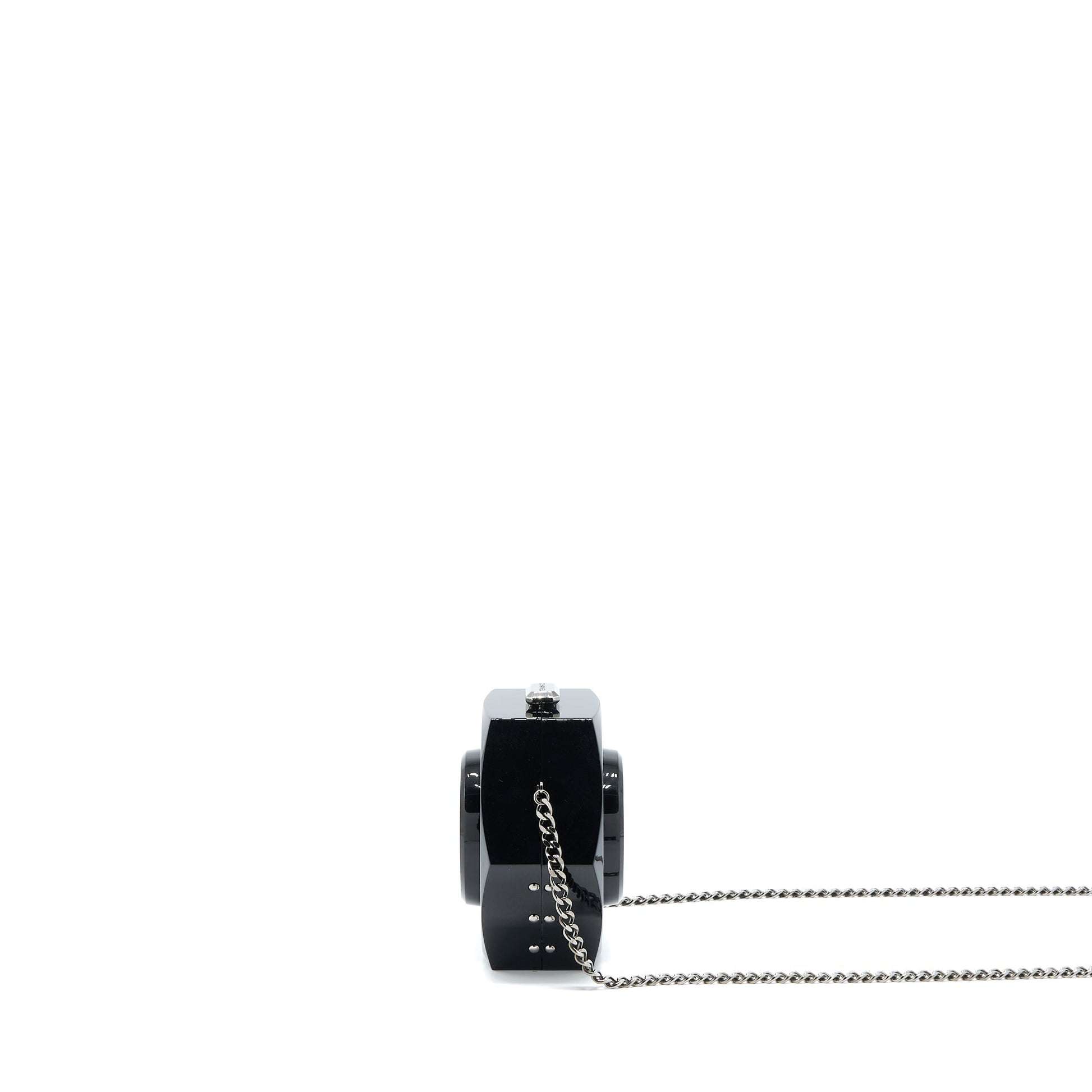 Chanel 18a CC Logo Evening SHW Black Clutch Bag