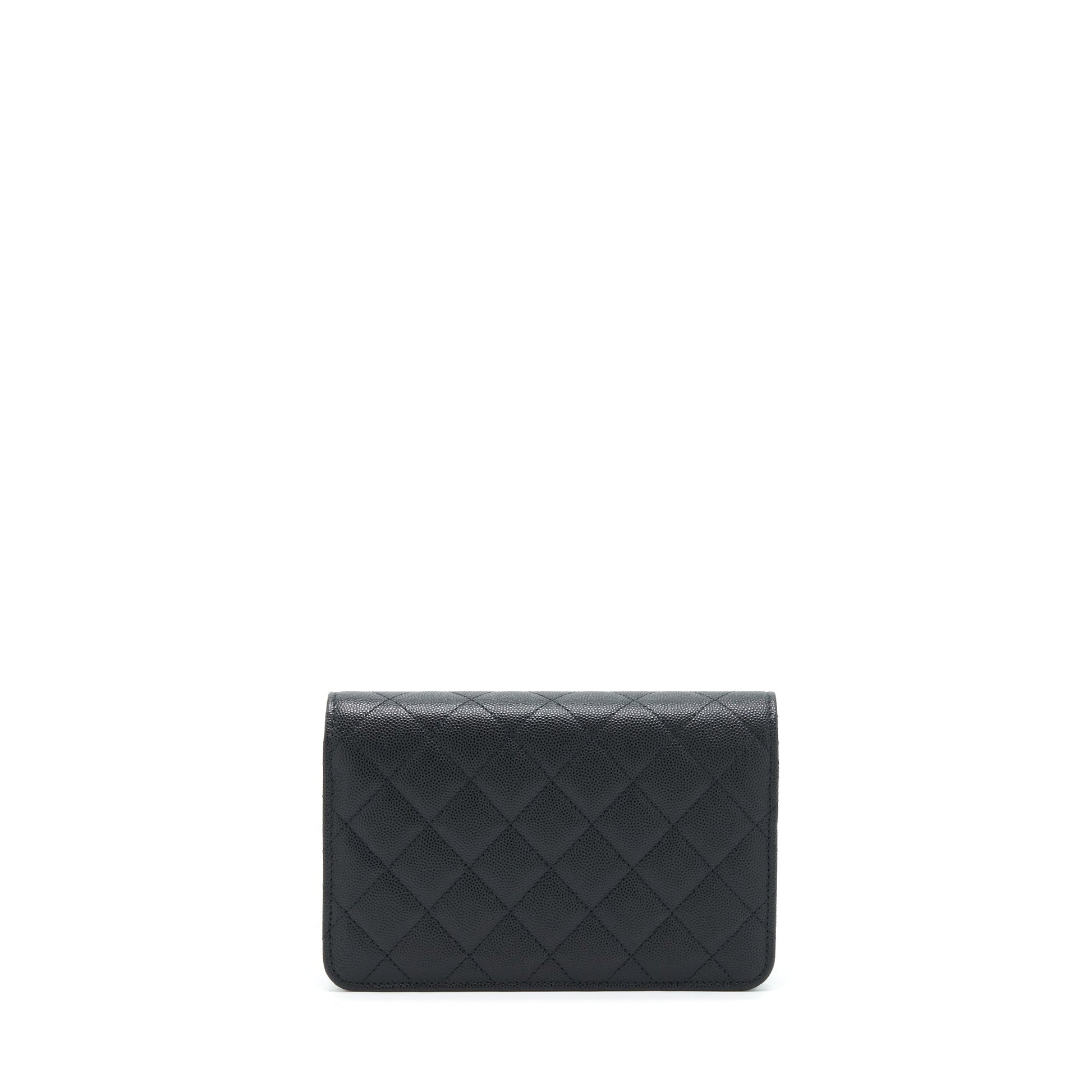 Chanel 22S Detailed Logo On Caviar LGHW Black Wallet Case Lghw Microchip