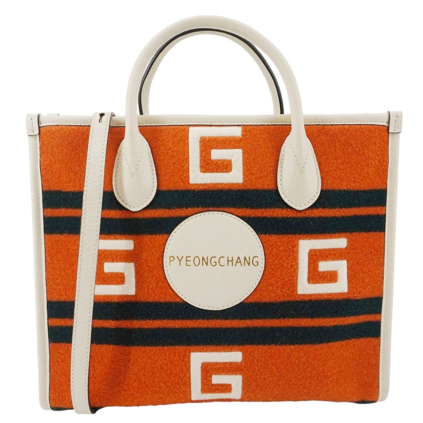 GUCCI Pyeongchang Wool Tote Shoulder Bag Orange 675888