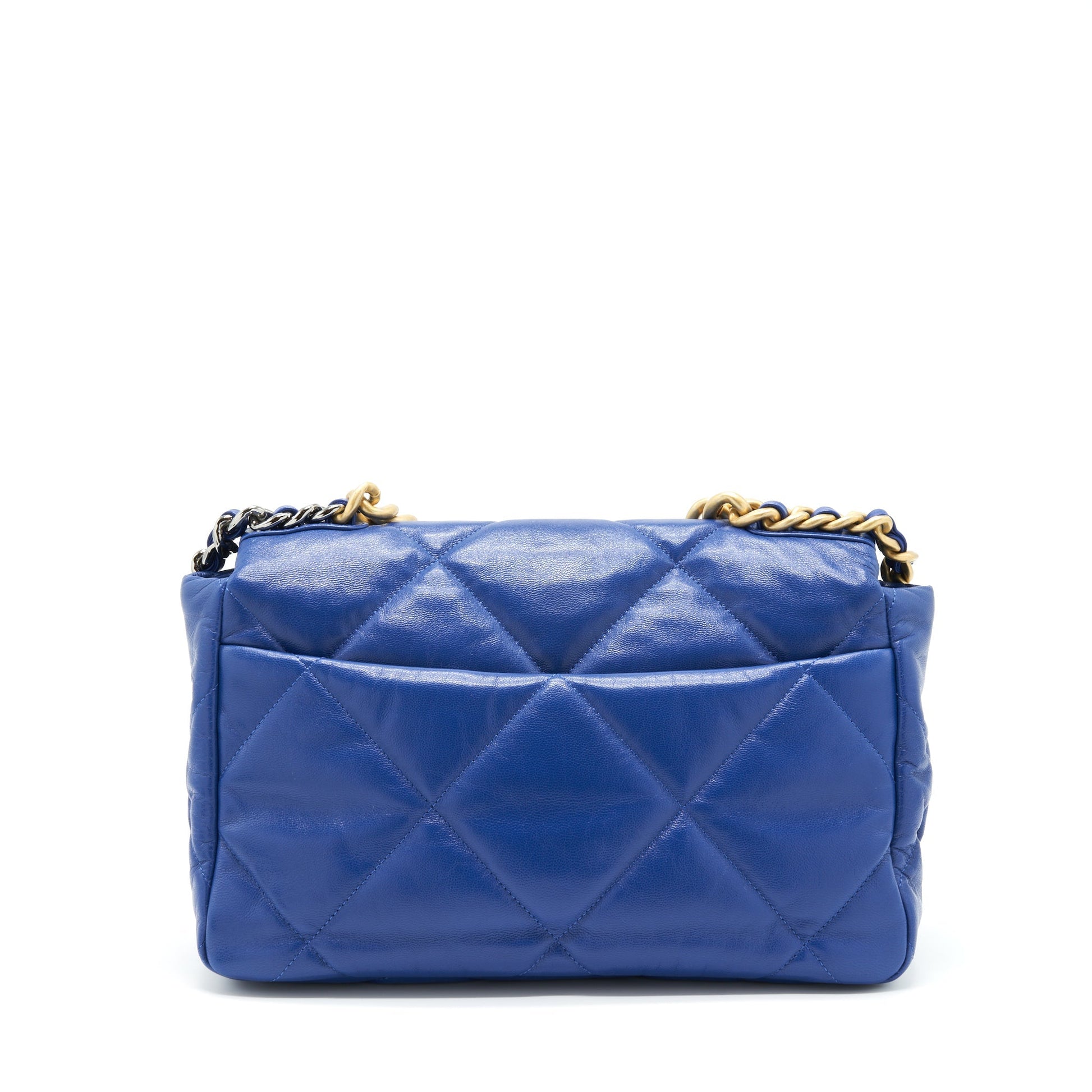 Chanel 19 Goatskin Hardware Blue Gold Silver Handbag
