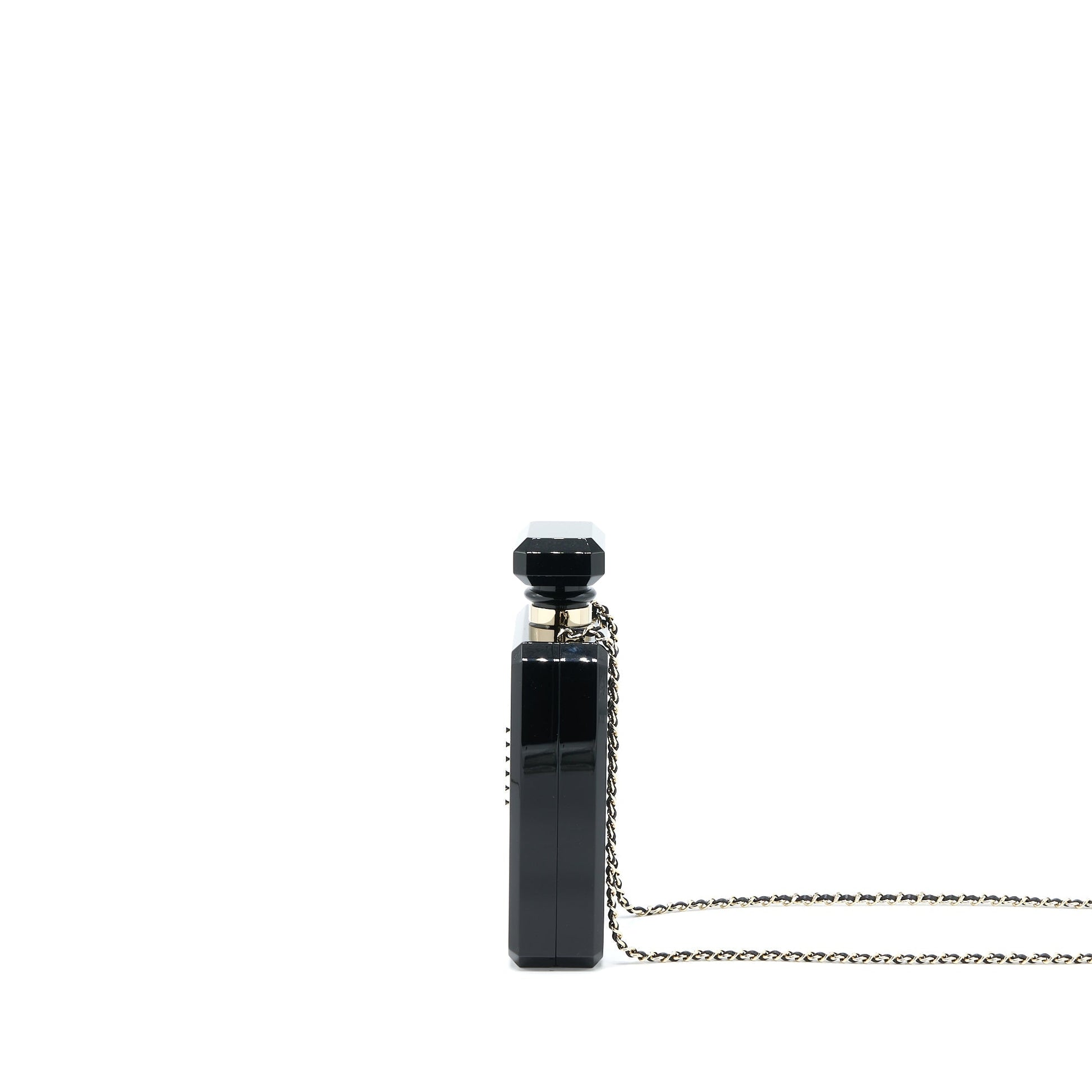 Chanel 17a Perfume Bottle Evening LGHW Black Clutch Bag