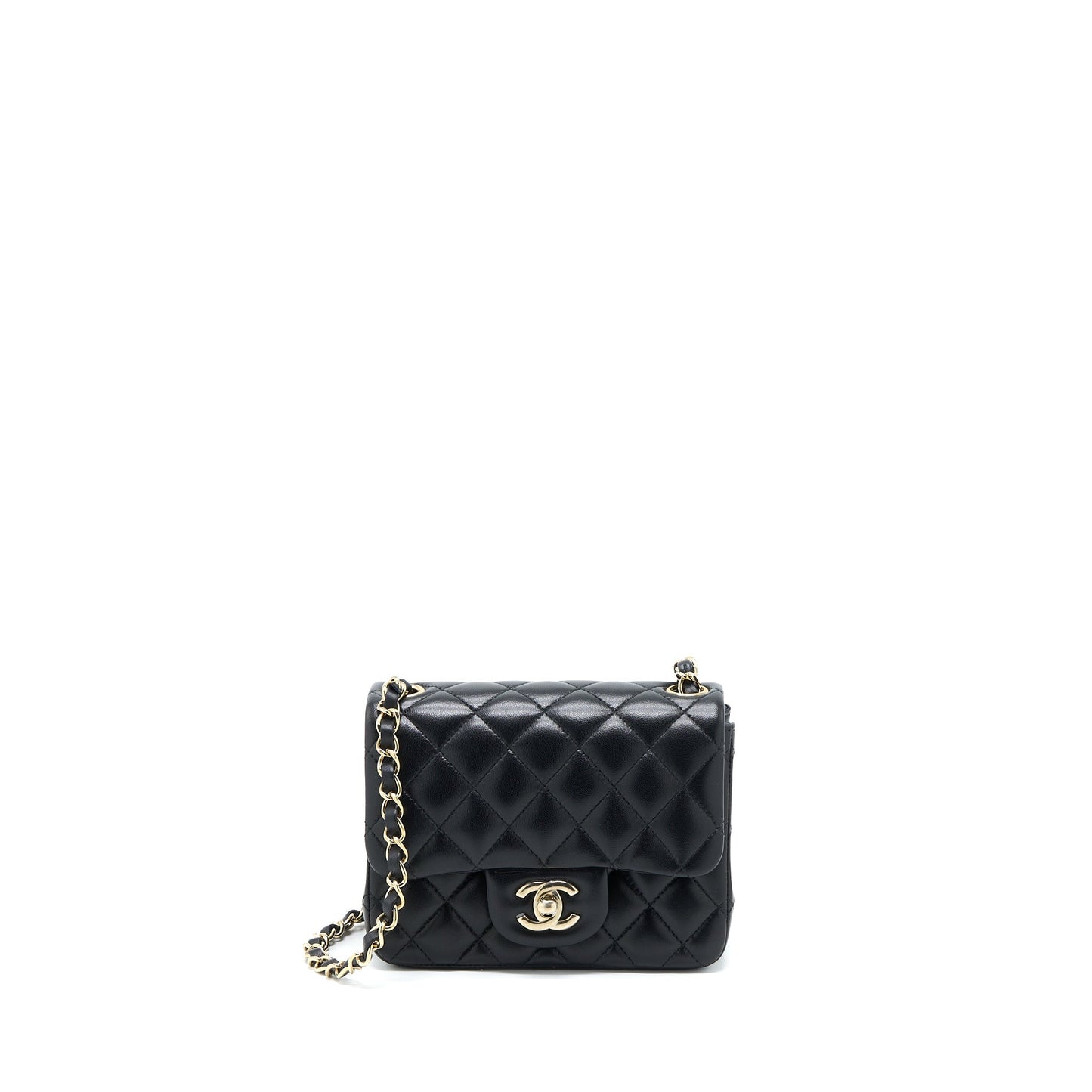 Chanel Classic Square Flap Lambskin LGHW Microchip Black Shoulder Bag Microchip 2