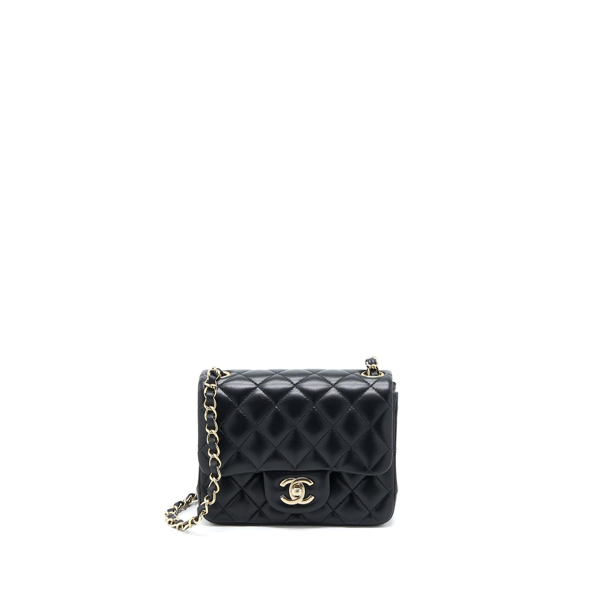 Chanel Classic Square Flap Lambskin LGHW Microchip Black Shoulder Bag Microchip 2