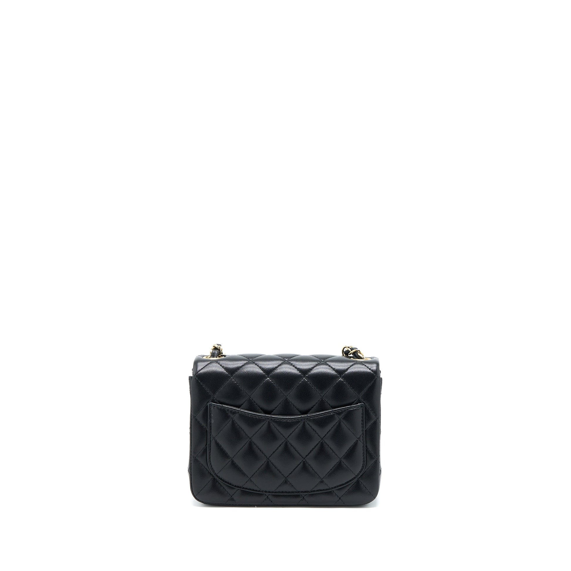 Chanel Classic Square Flap Lambskin LGHW Microchip Black Shoulder Bag Microchip 2