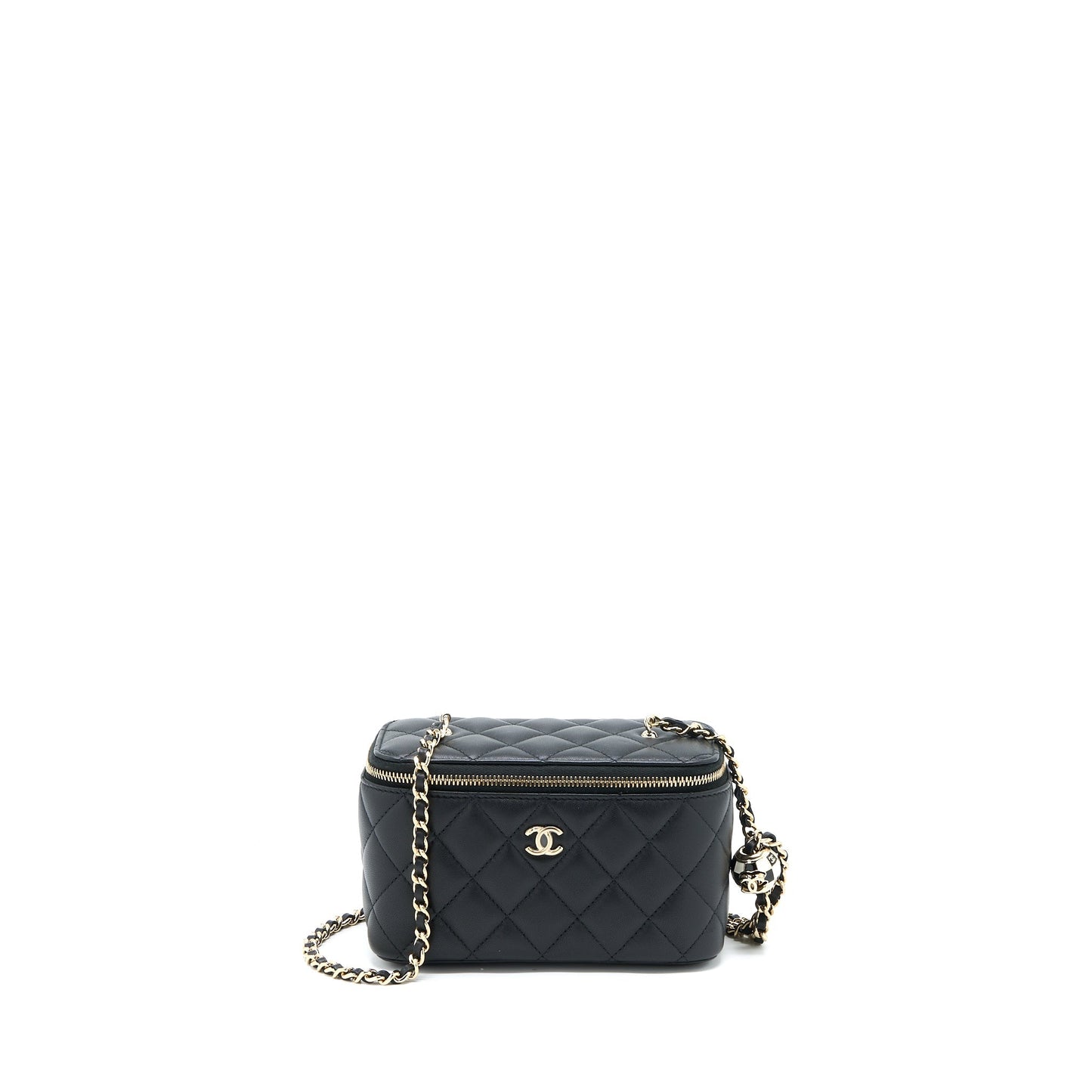 Chanel 23C Pearl Crush Long Vanity Lambskin Black Handbag Microchip 1