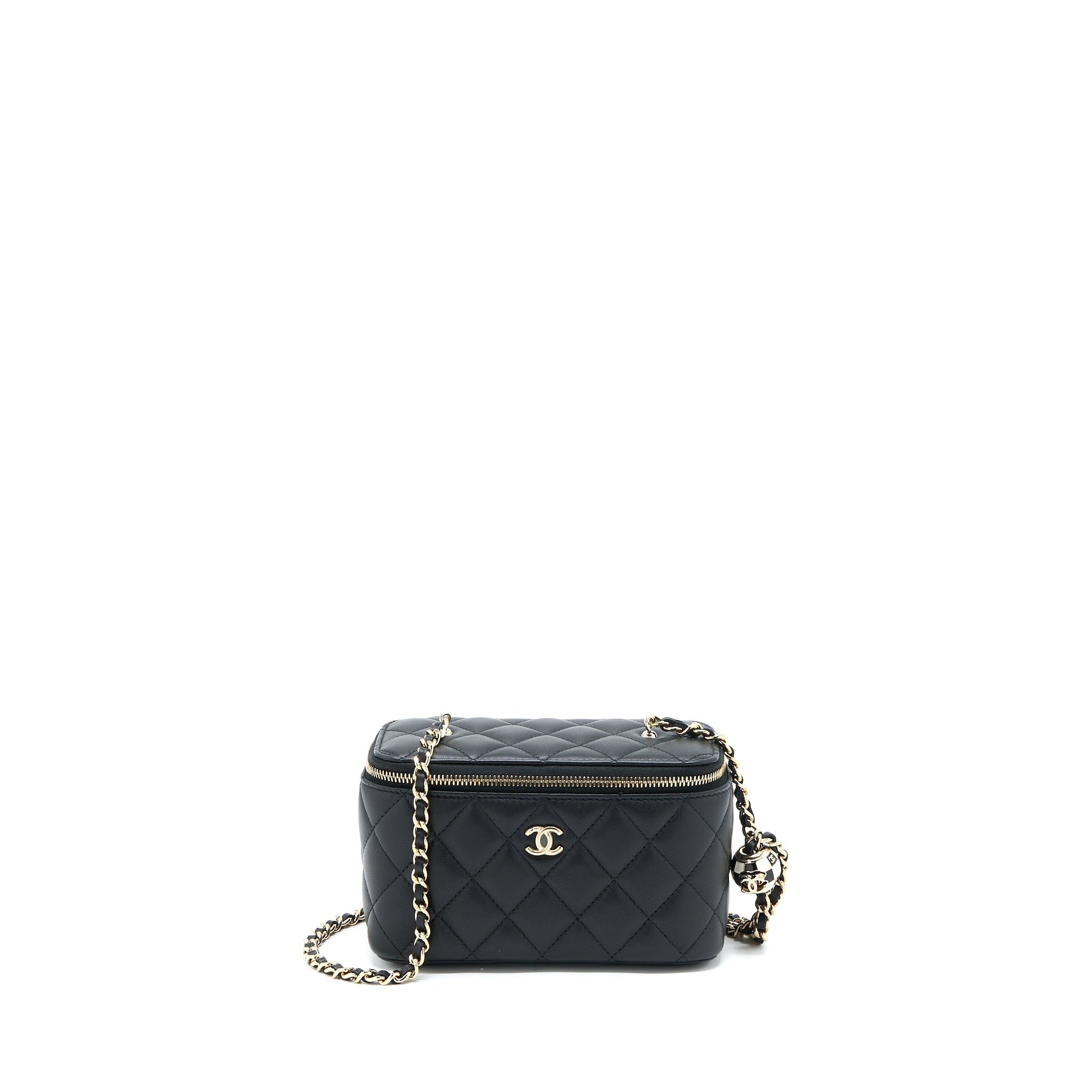 Chanel 23C Pearl Crush Long Vanity Lambskin Black Handbag Microchip 1