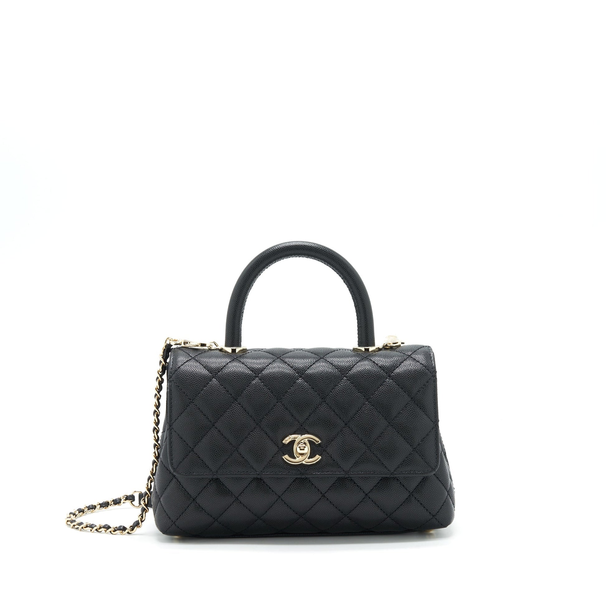 Chanel Coco Handle Caviar LGHW Microchip Black Small Handbag
