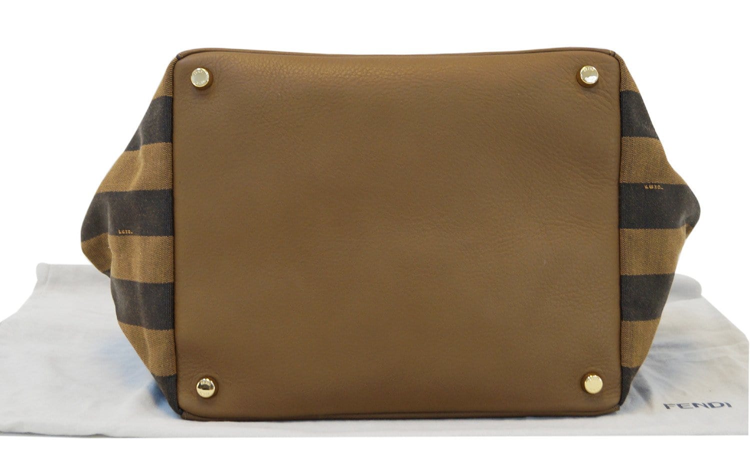 Fendi Pecan Shoulder Bag Leather Canvas Black