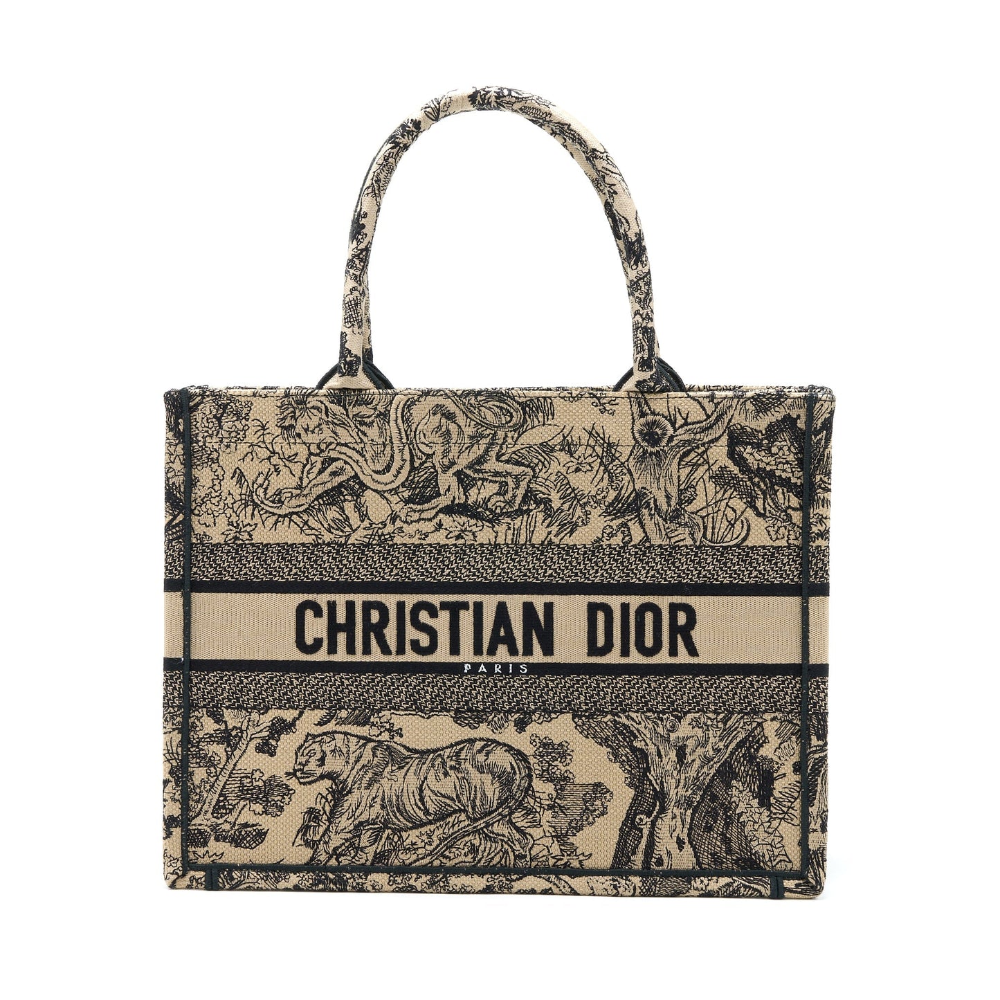 Dior Book Tote Toile De Joey Embroidery Handbag Beige Medium Tote Bag