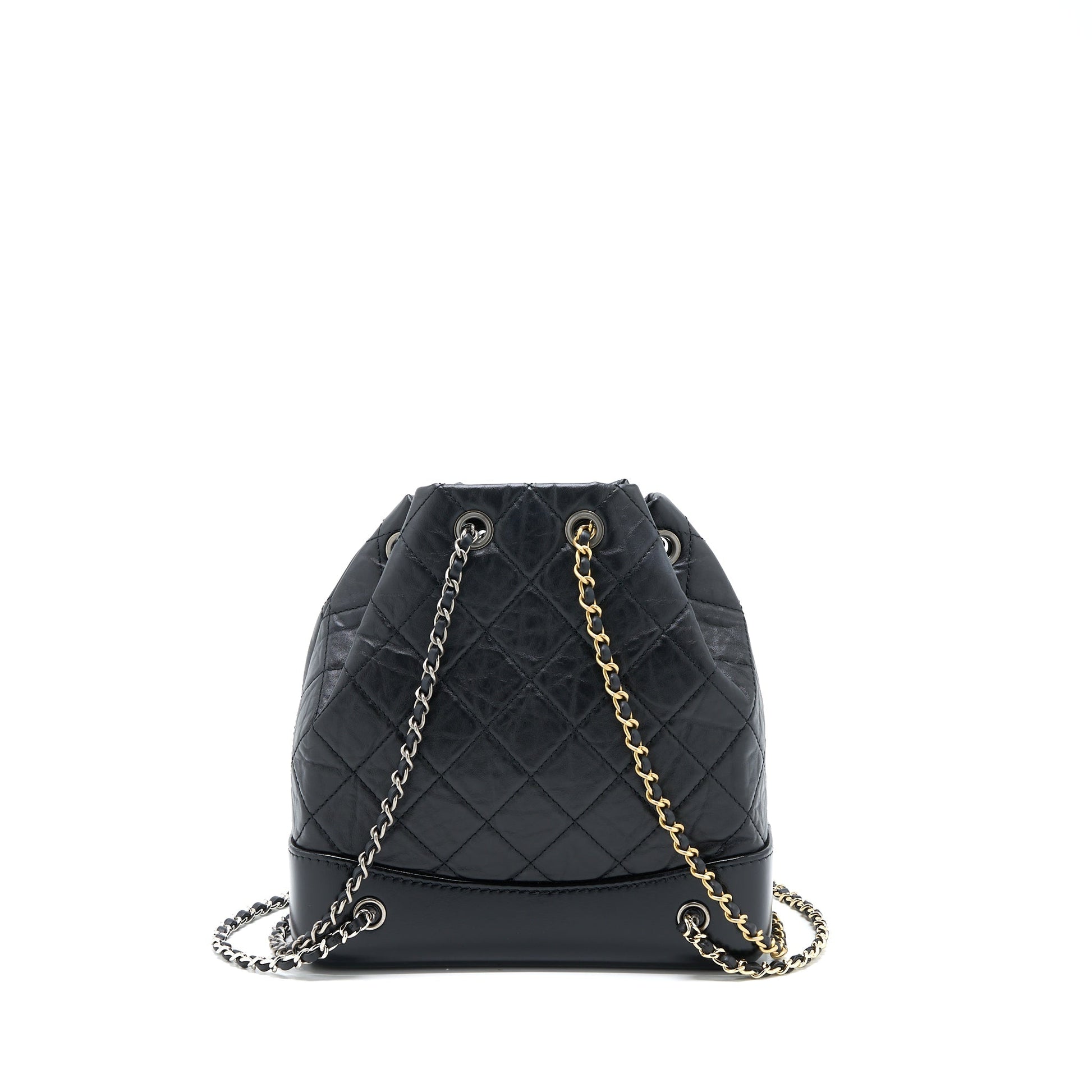 Chanel Gabrielle Backpack Aged Calfskin Hardware Microchip Multicolor Black Small
