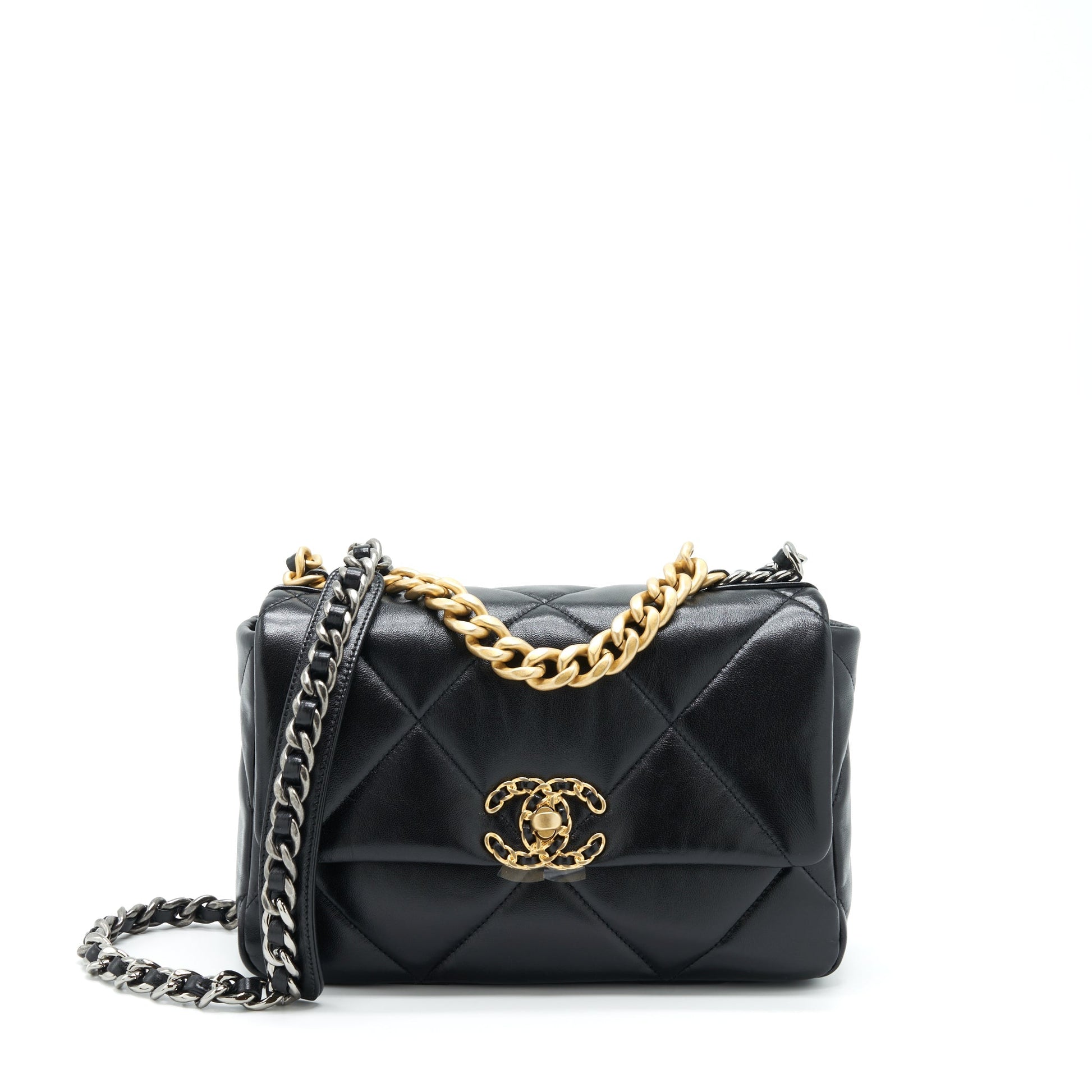 Chanel 19 Lambskin GHW Microchip Black Small Handbag Microchip 1