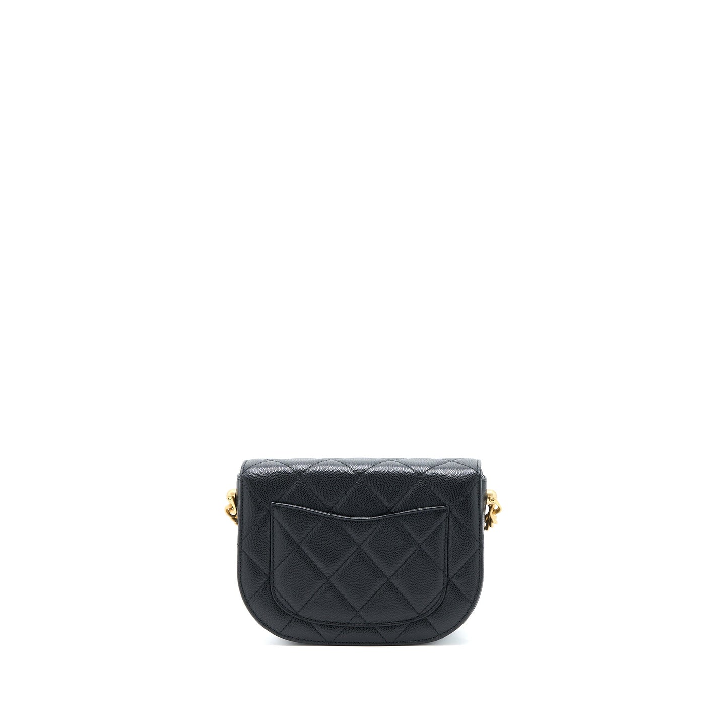 Chanel 22B Round Messenger Grained Calfskin Brushed Black Messenger Bag