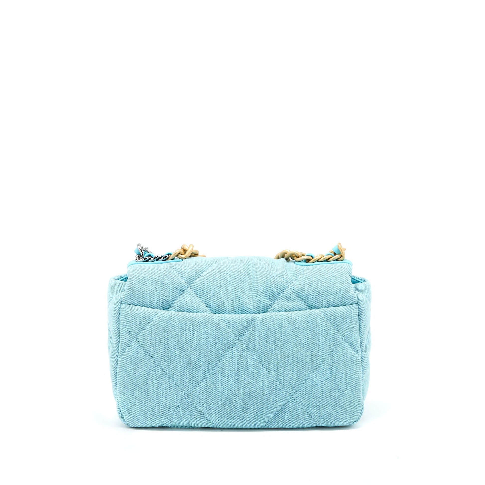 Chanel 19 Denim Light Hardware Multicolour Blue Small Handbag