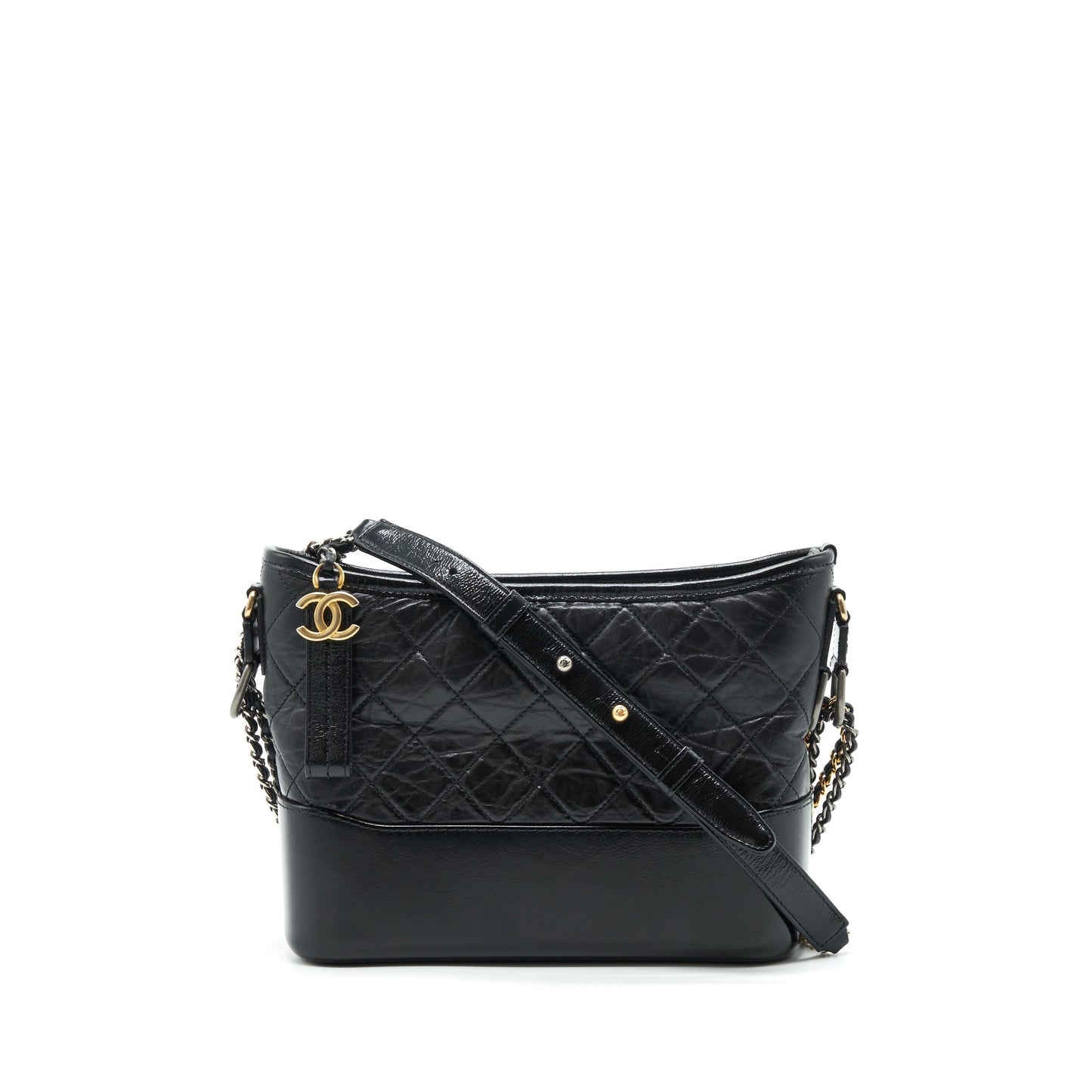 Chanel New Gabrielle Hobo Aged Smooth Calfskin Gold Silver Shoulder Bag