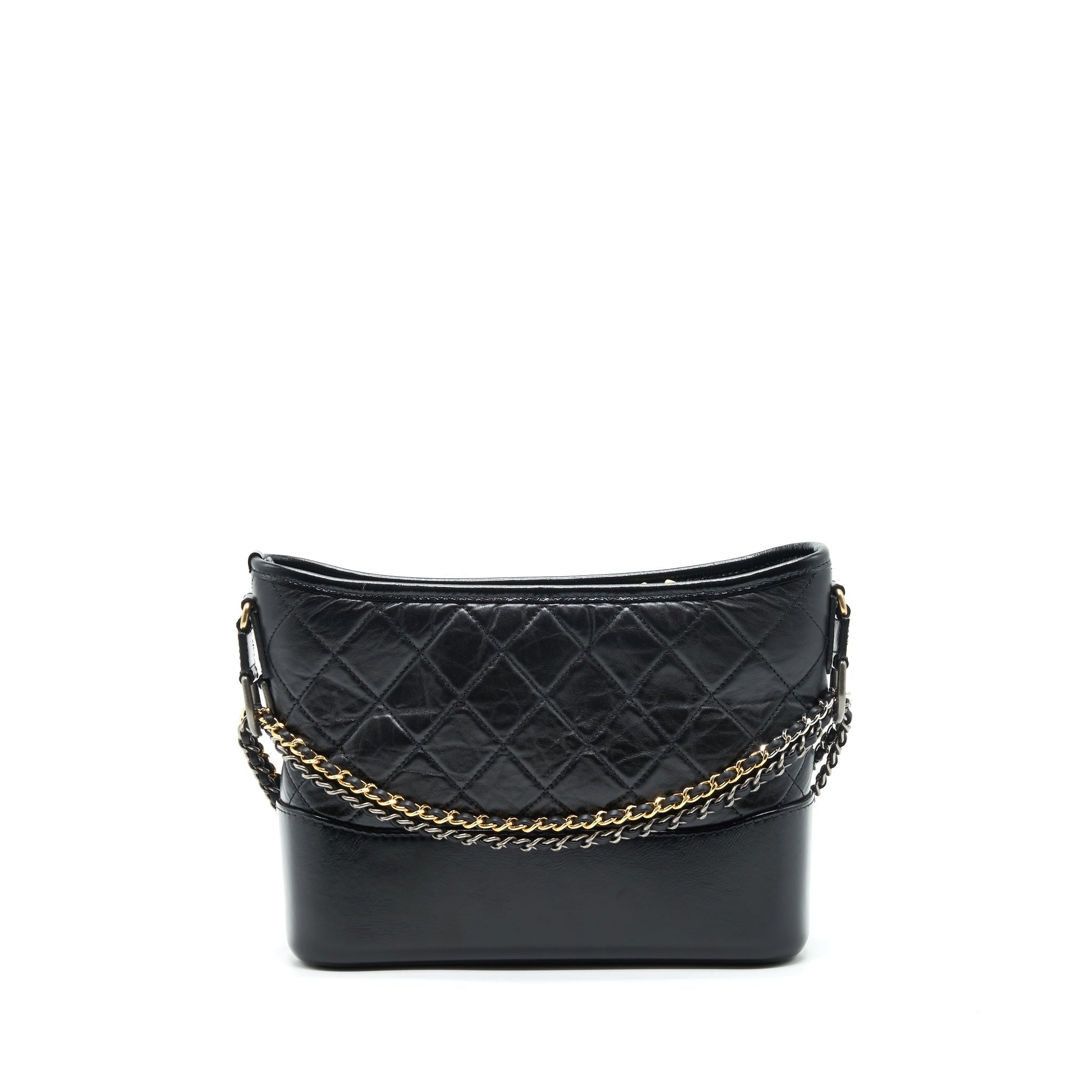Chanel New Gabrielle Hobo Aged Smooth Calfskin Gold Silver Shoulder Bag