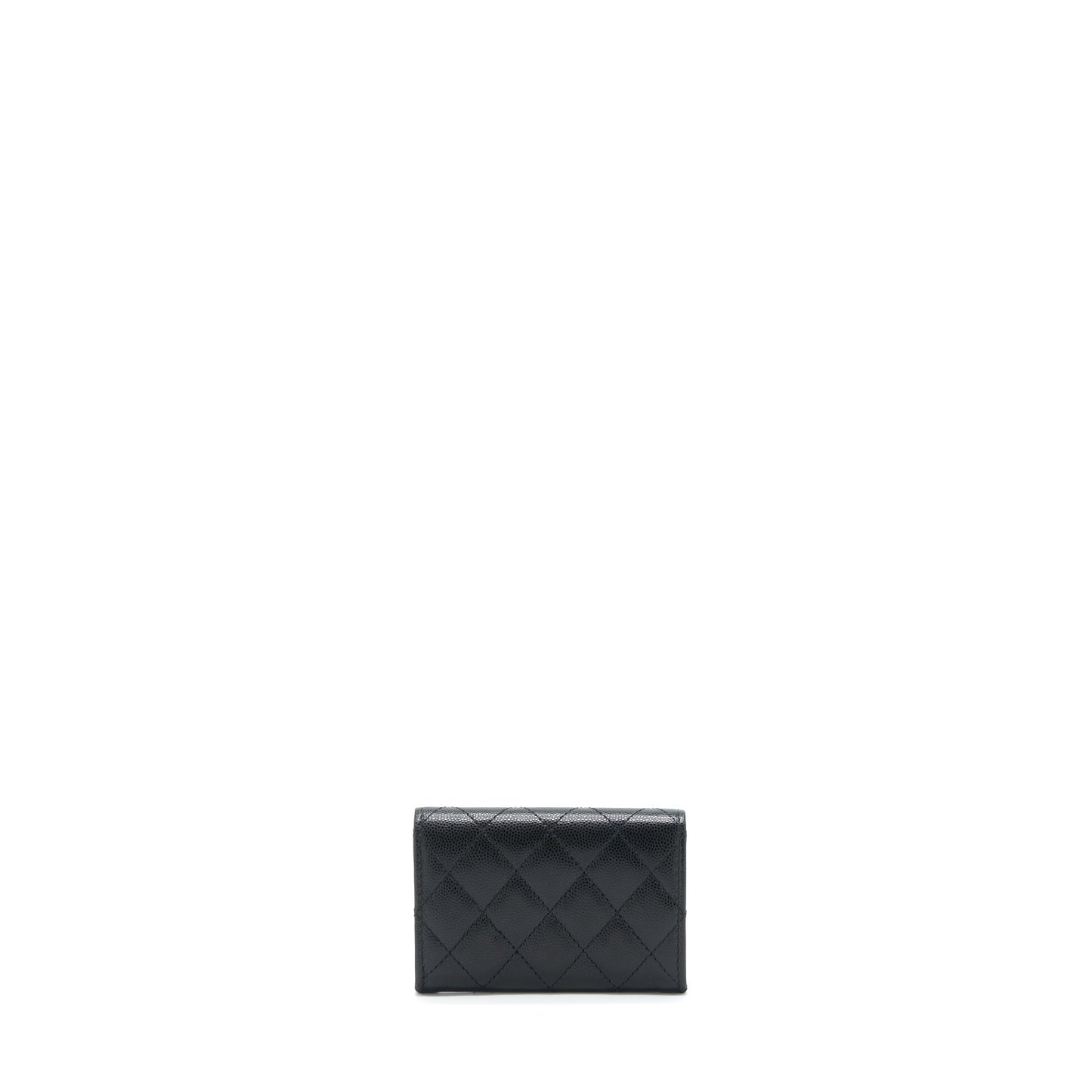Chanel 22S Detailed Logo Flap Card Holder Black Wallet Case Lghw 1