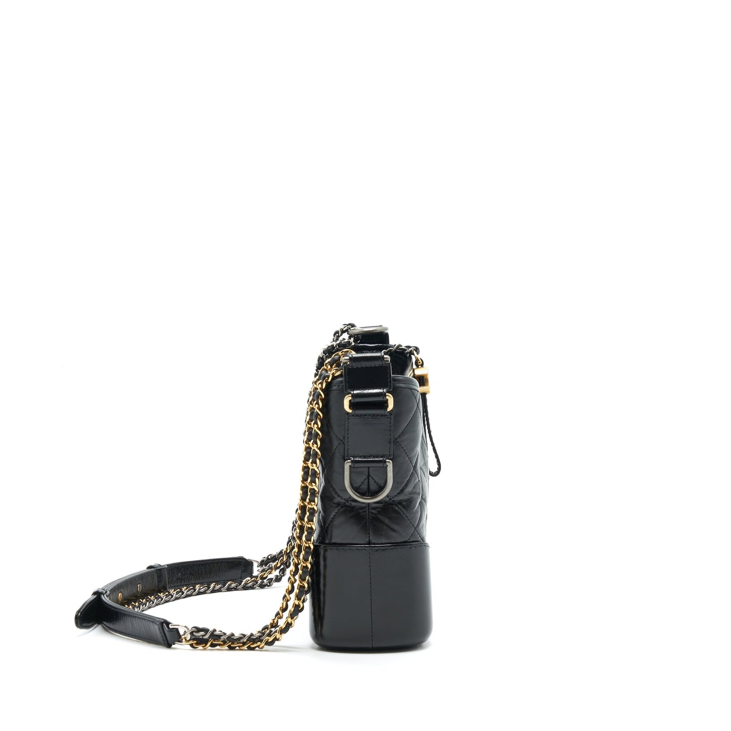 Chanel New Gabrielle Hobo Aged Smooth Calfskin Gold Silver Shoulder Bag