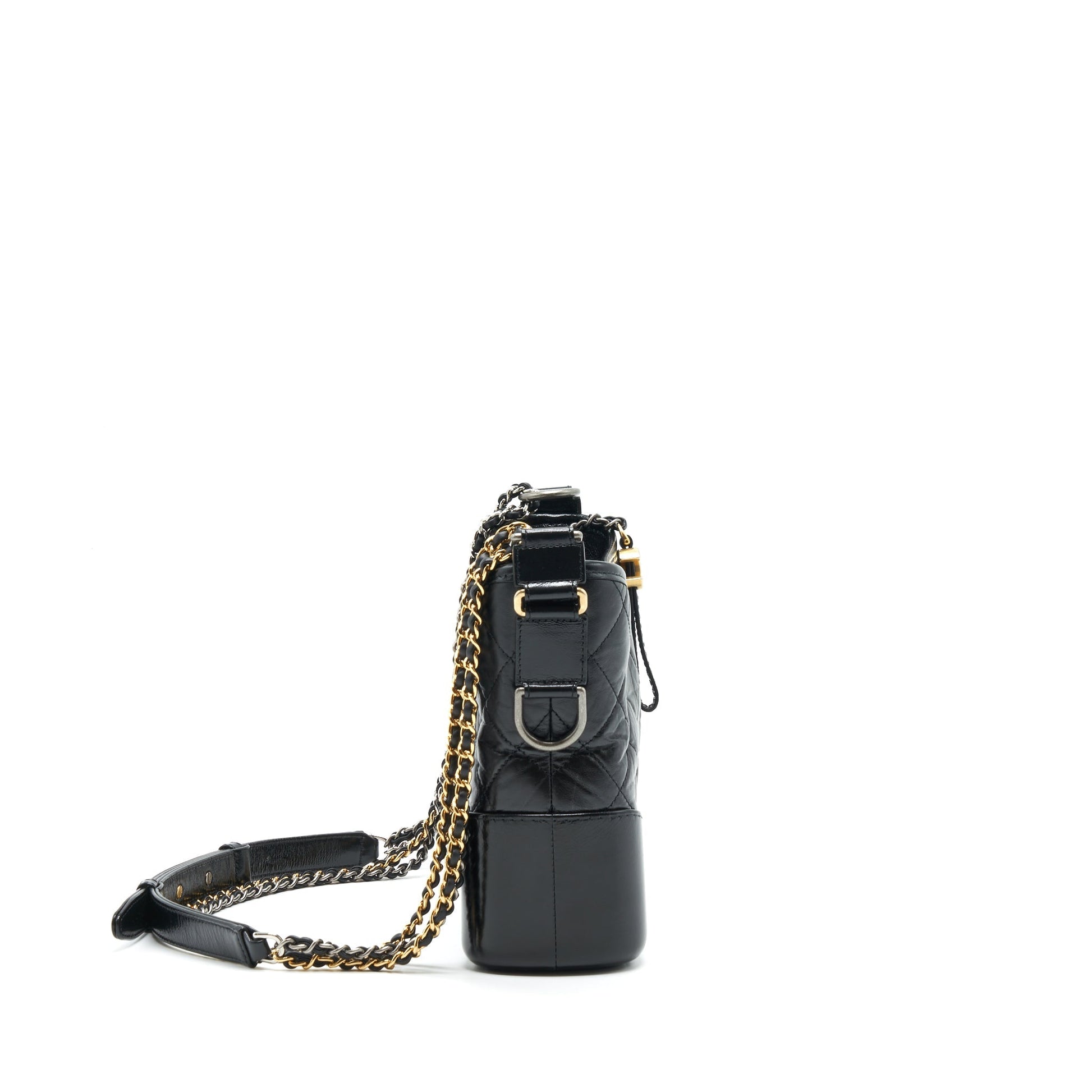 Chanel New Gabrielle Hobo Aged Smooth Calfskin Gold Silver Shoulder Bag