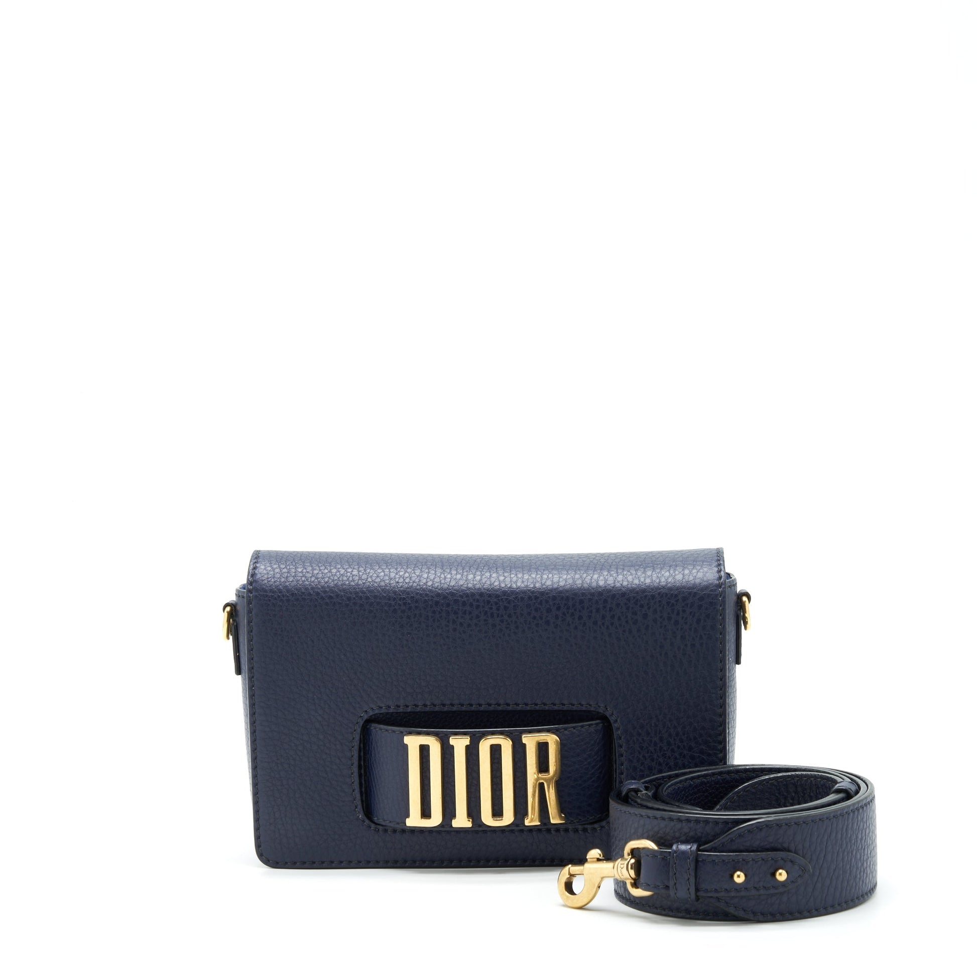Dior J'A Purse Calfskin Navy Handbag Medium Flap Travel Bag