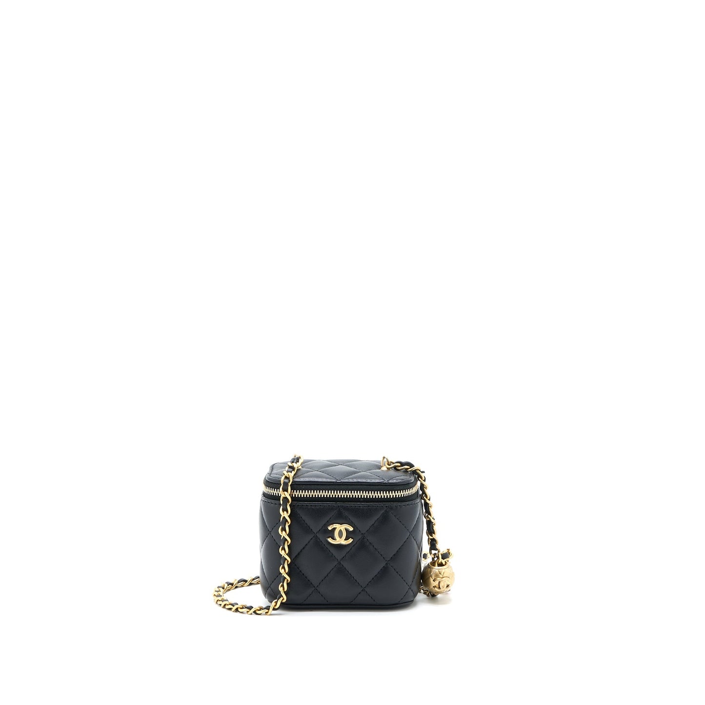 Chanel Pearl Crush Vanity Lambskin GHW Microchip Black Mini Bag