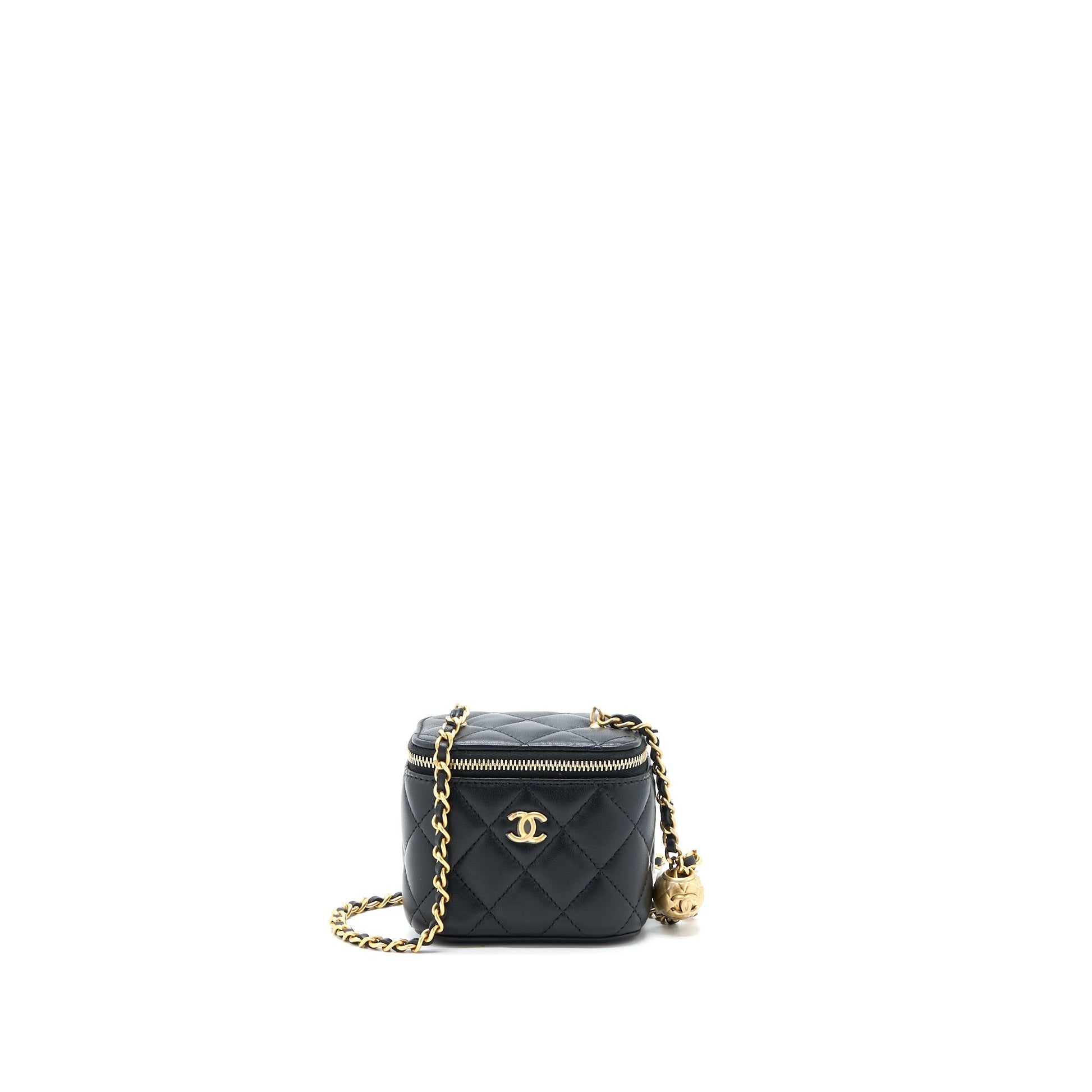 Chanel Pearl Crush Vanity Lambskin GHW Microchip Black Mini Bag