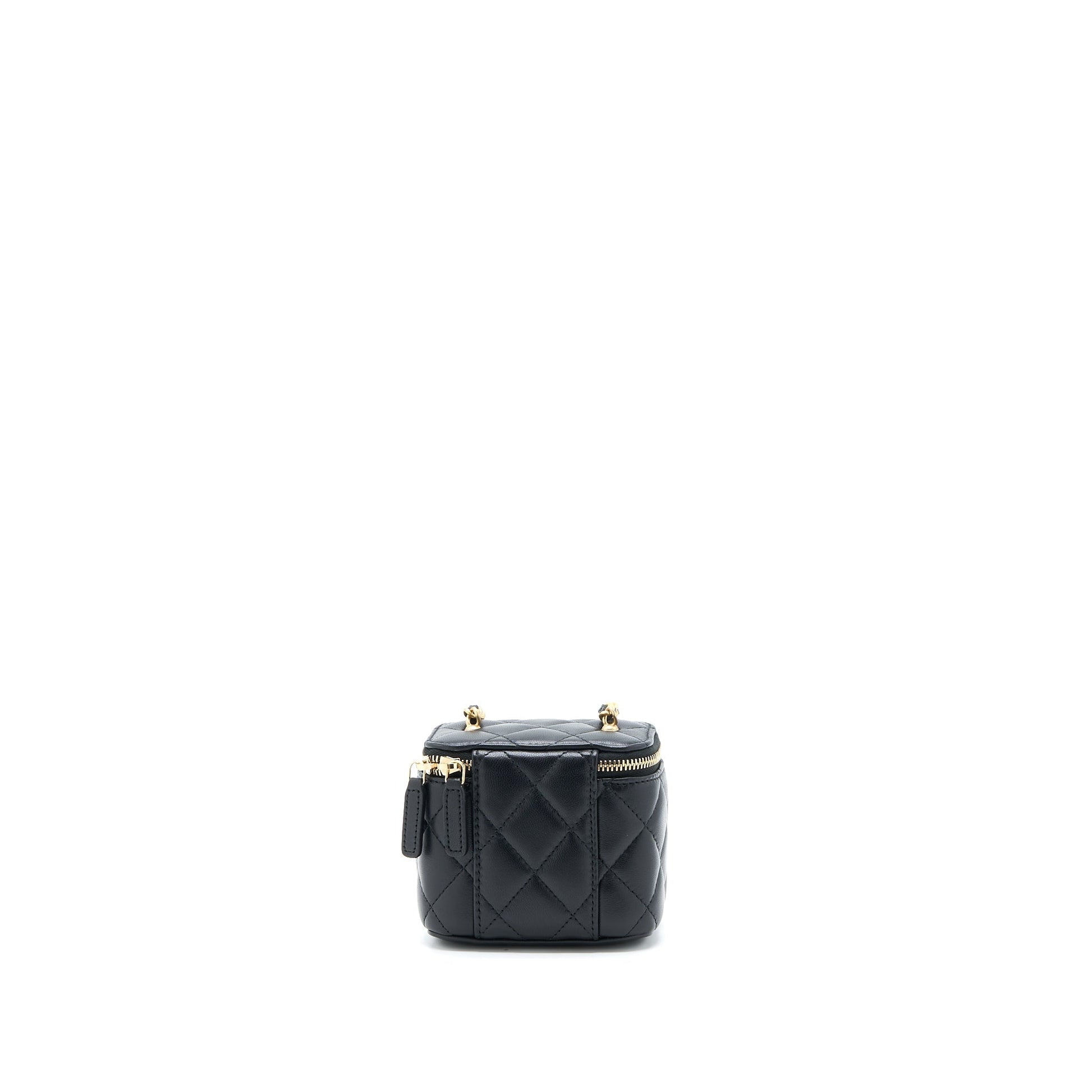 Chanel Pearl Crush Vanity Lambskin GHW Microchip Black Mini Bag