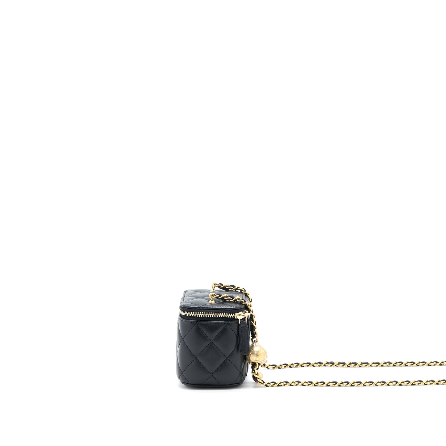 Chanel Pearl Crush Vanity Lambskin GHW Microchip Black Mini Bag