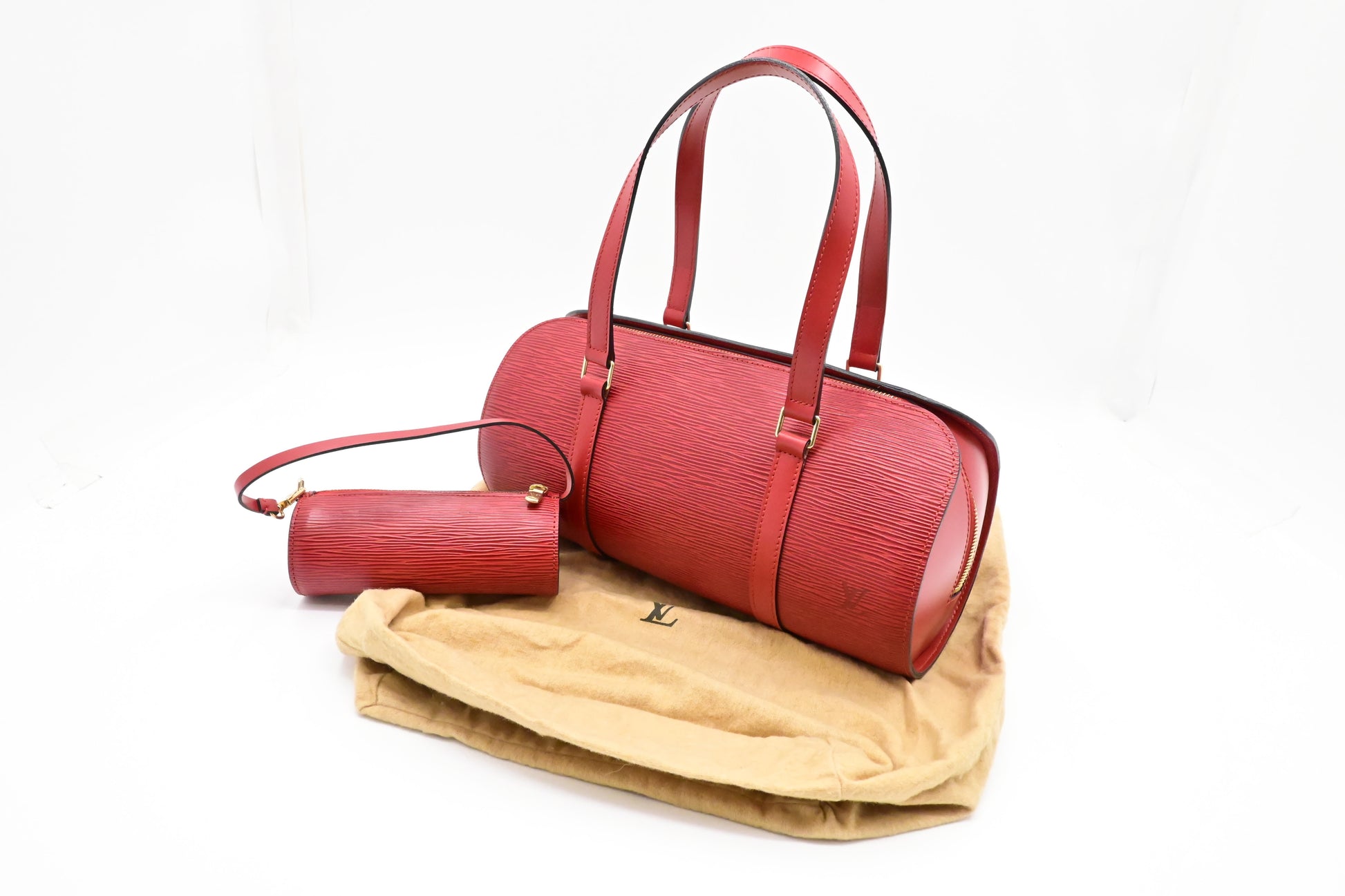 Louis Vuitton Soufflot Red Leather Epi Handbag