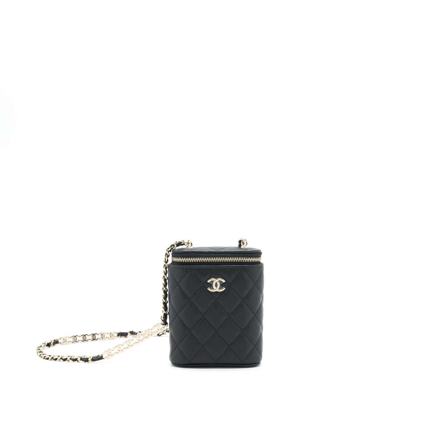 Chanel 22P Vertical Vanity CC Logo Caviar Black Mini Bag