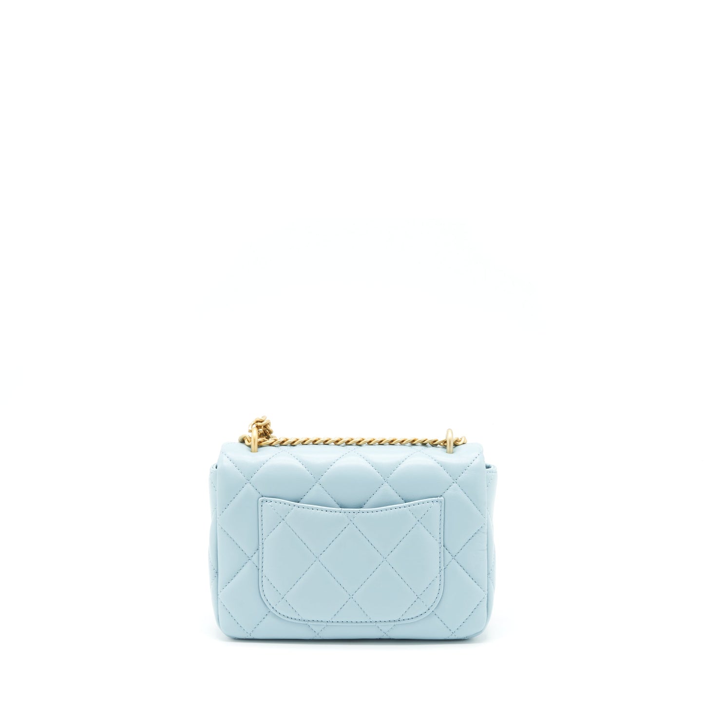 Chanel 22P Seasonal Square Flap Lambskin Light Blue Shoulder Bag
