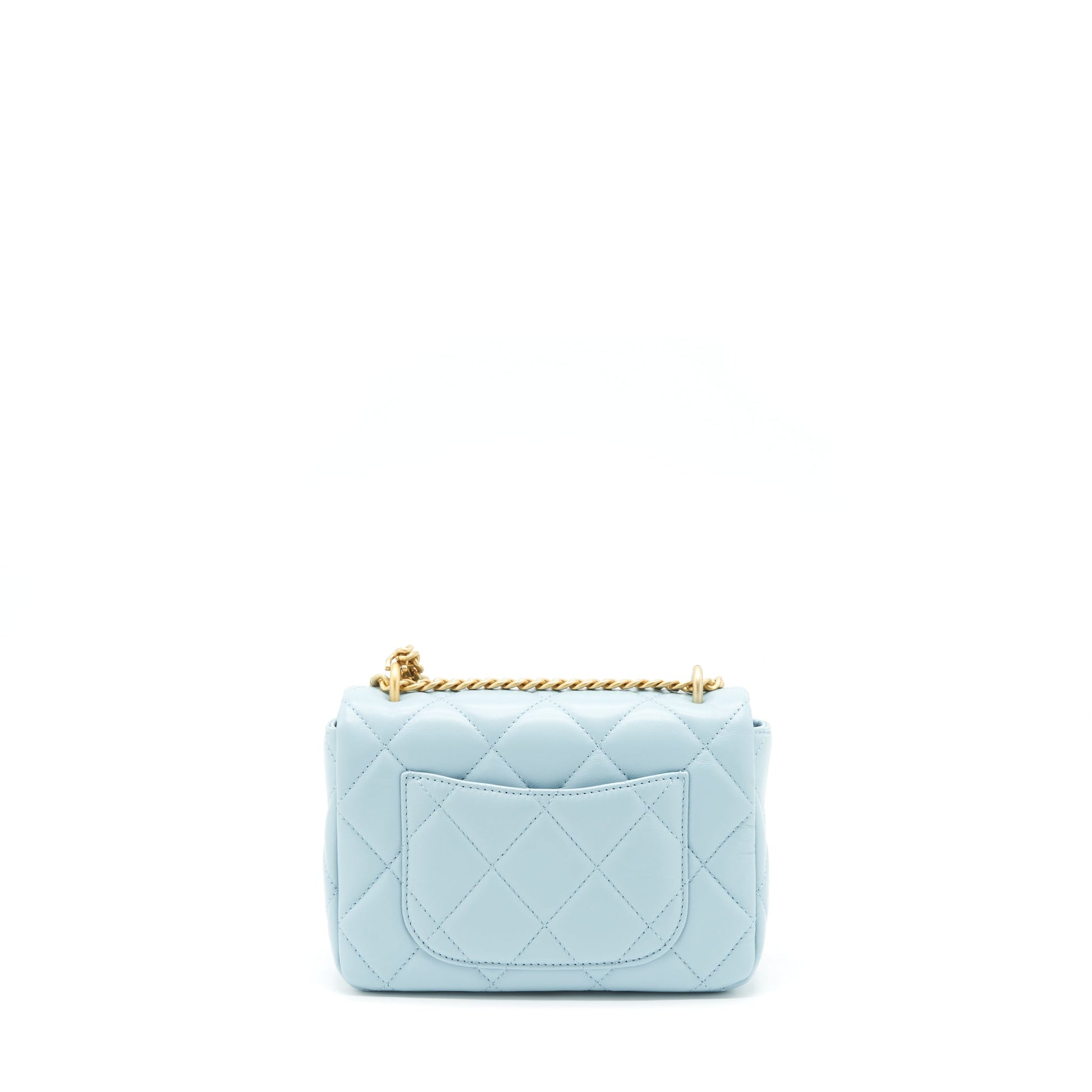 Chanel 22P Seasonal Square Flap Lambskin Light Blue Shoulder Bag