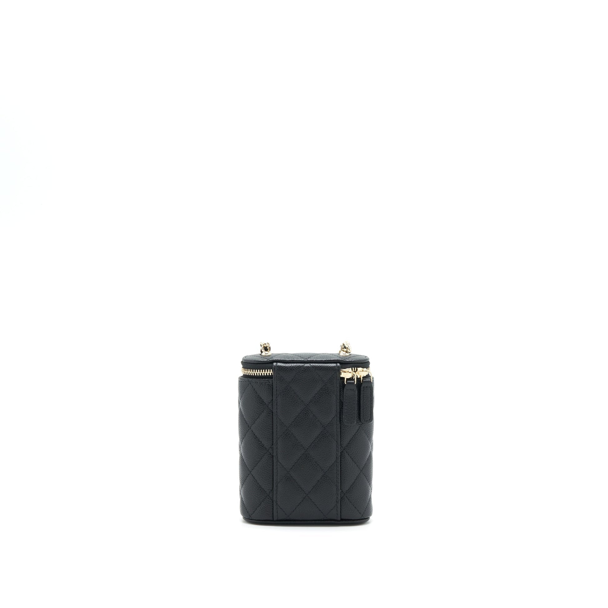 Chanel 22P Vertical Vanity CC Logo Caviar Black Mini Bag