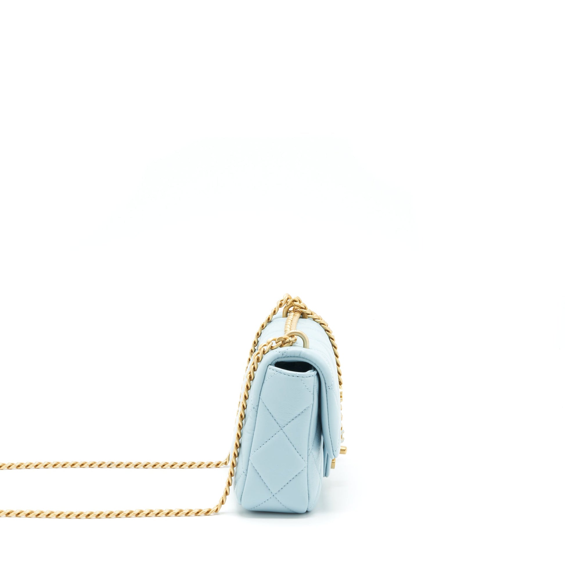 Chanel 22P Seasonal Square Flap Lambskin Light Blue Shoulder Bag