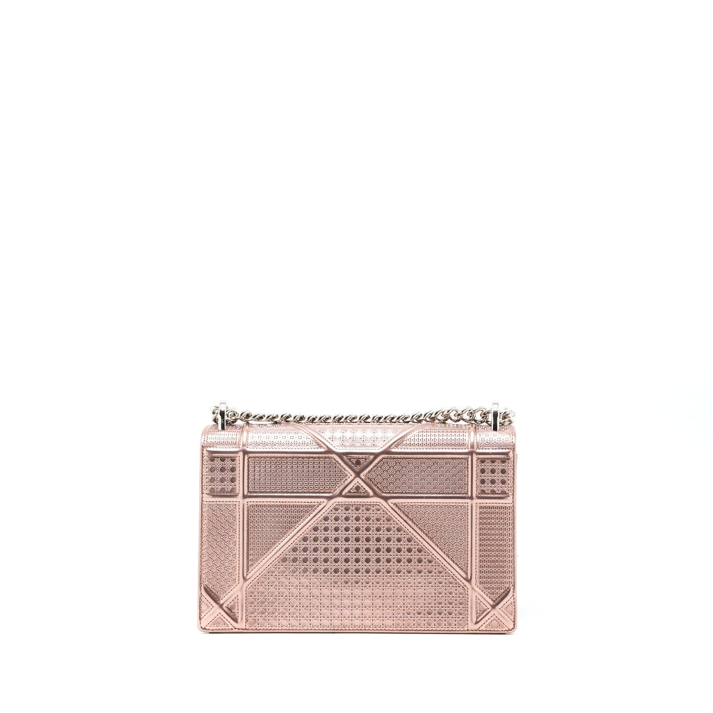 Dior ama Cannage Calfskin Metallic Handbag Pink Medium Travel Bag