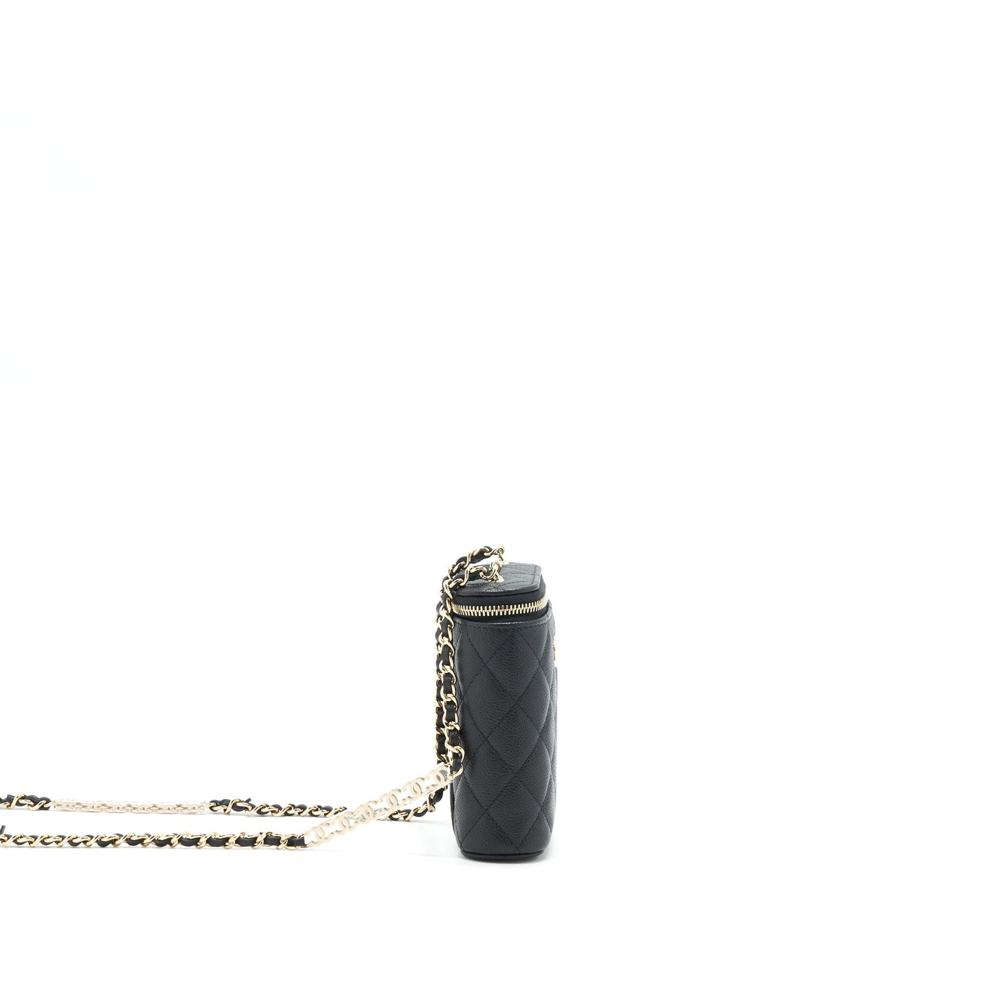 Chanel 22P Vertical Vanity CC Logo Caviar Black Mini Bag
