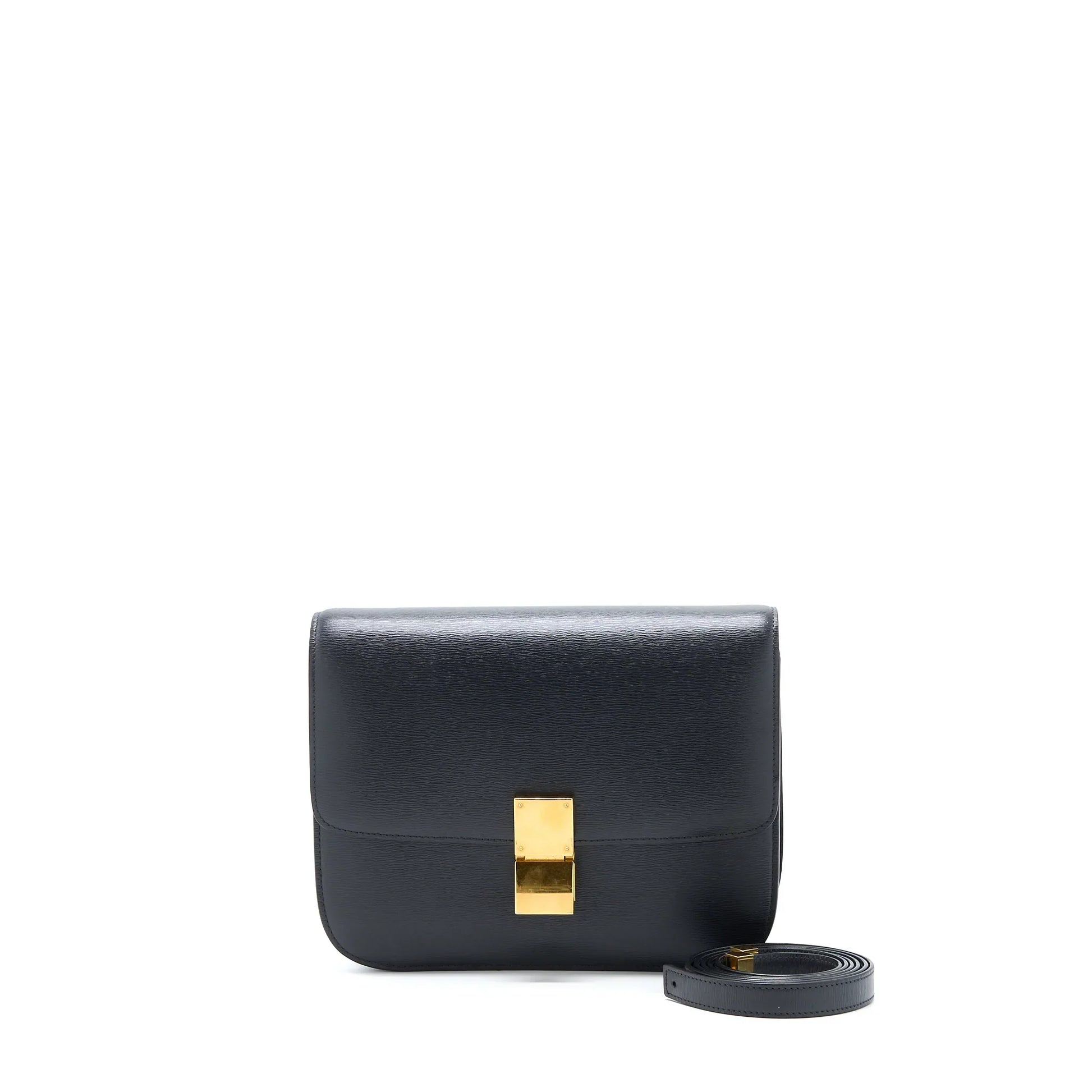 Celine Classic Box Calfskin Liege Anthracite Handbag Medium Travel Bag