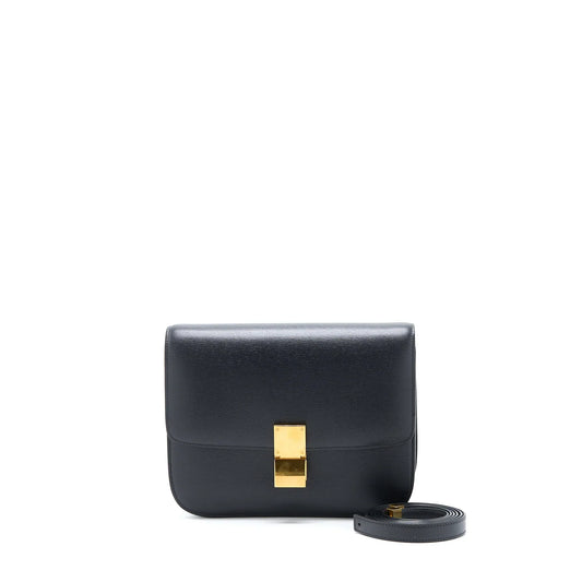 Celine Classic Box Calfskin Liege Anthracite Handbag Medium Travel Bag