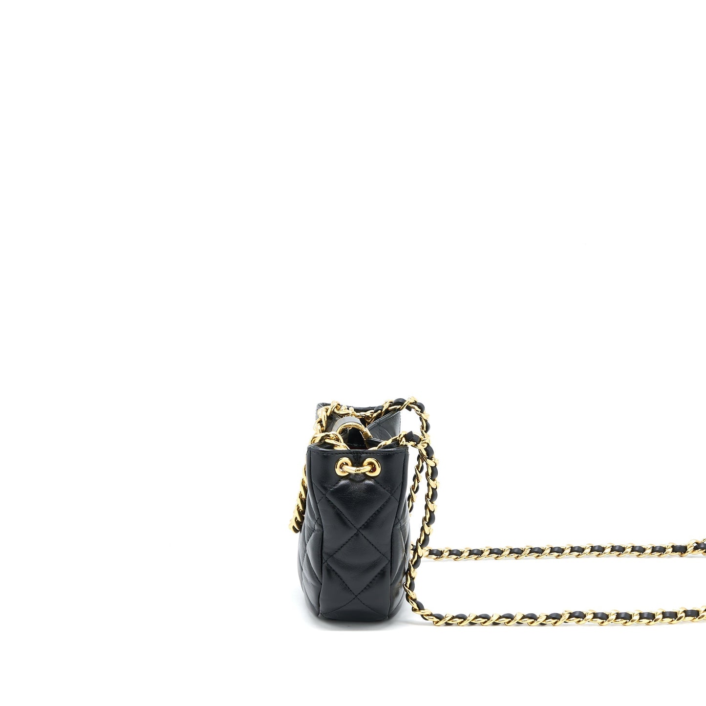 Chanel Quilted Hobo Lambskin Brushed GHW Microchip Black Crossbody Bag