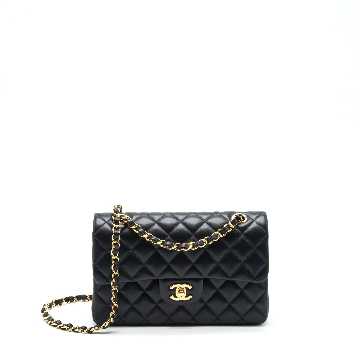 Chanel Classic Double Flap Lambskin GHW Black Small Shoulder Bag