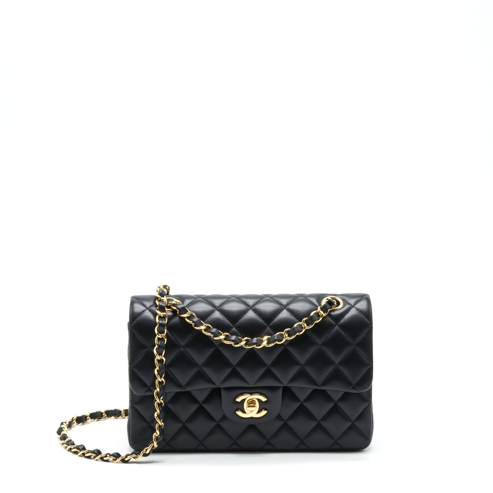 Chanel Classic Double Flap Lambskin GHW Black Small Shoulder Bag